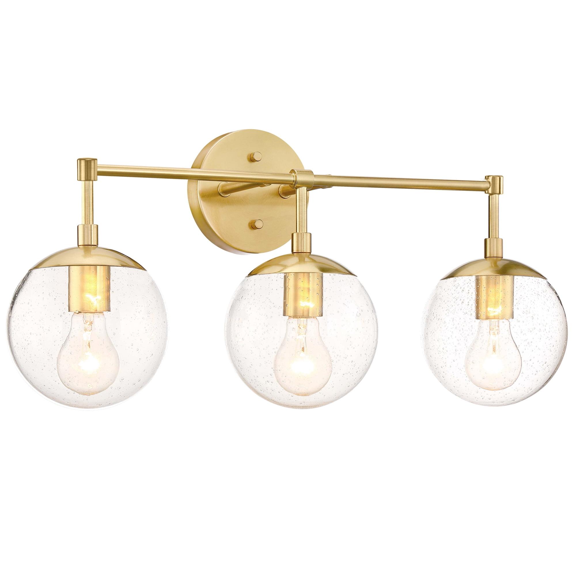 Gracelyn 24" Satin Gold 3-Light Vanity with Seedy Glass Globe Shades