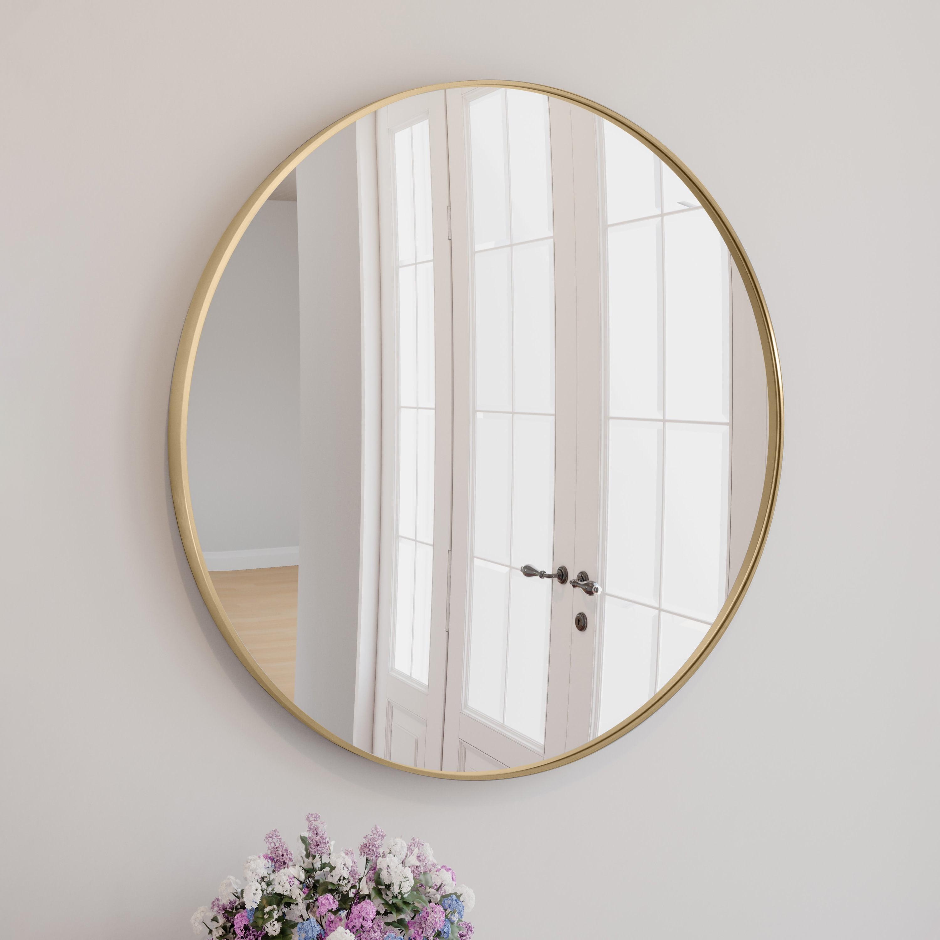 Design House Kenna Round Wall Mirror with Gold Metal Frame-24-inch