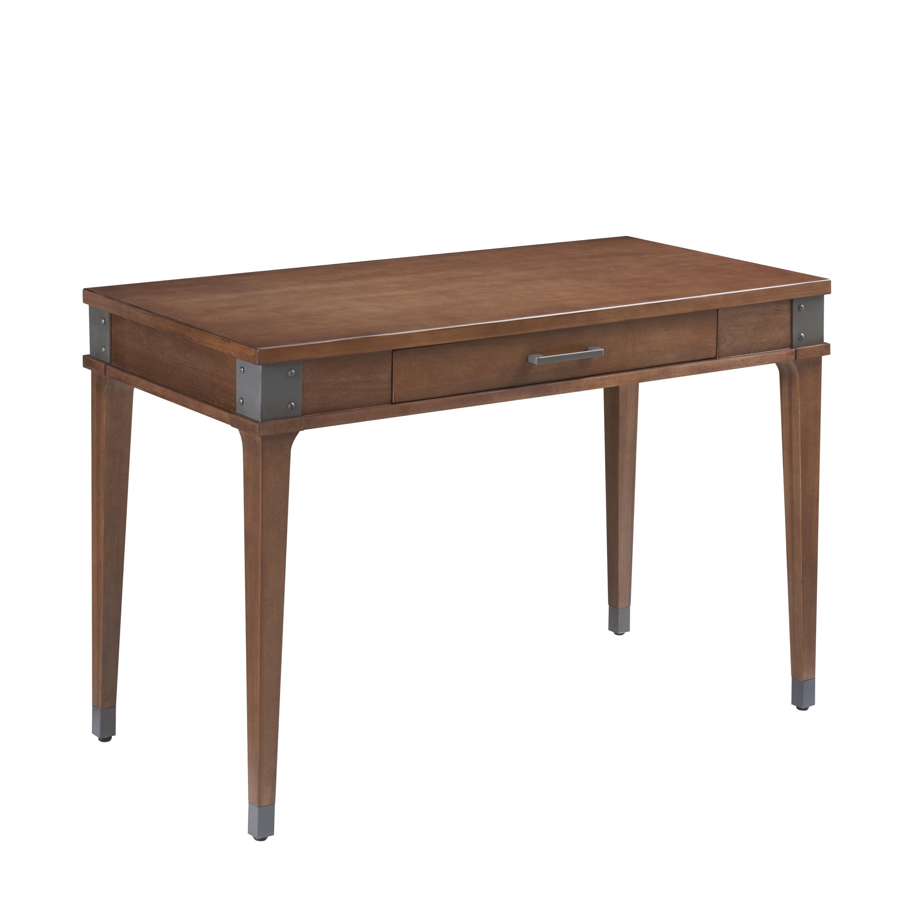 Light Brown Stained Wood Desk with Drawer