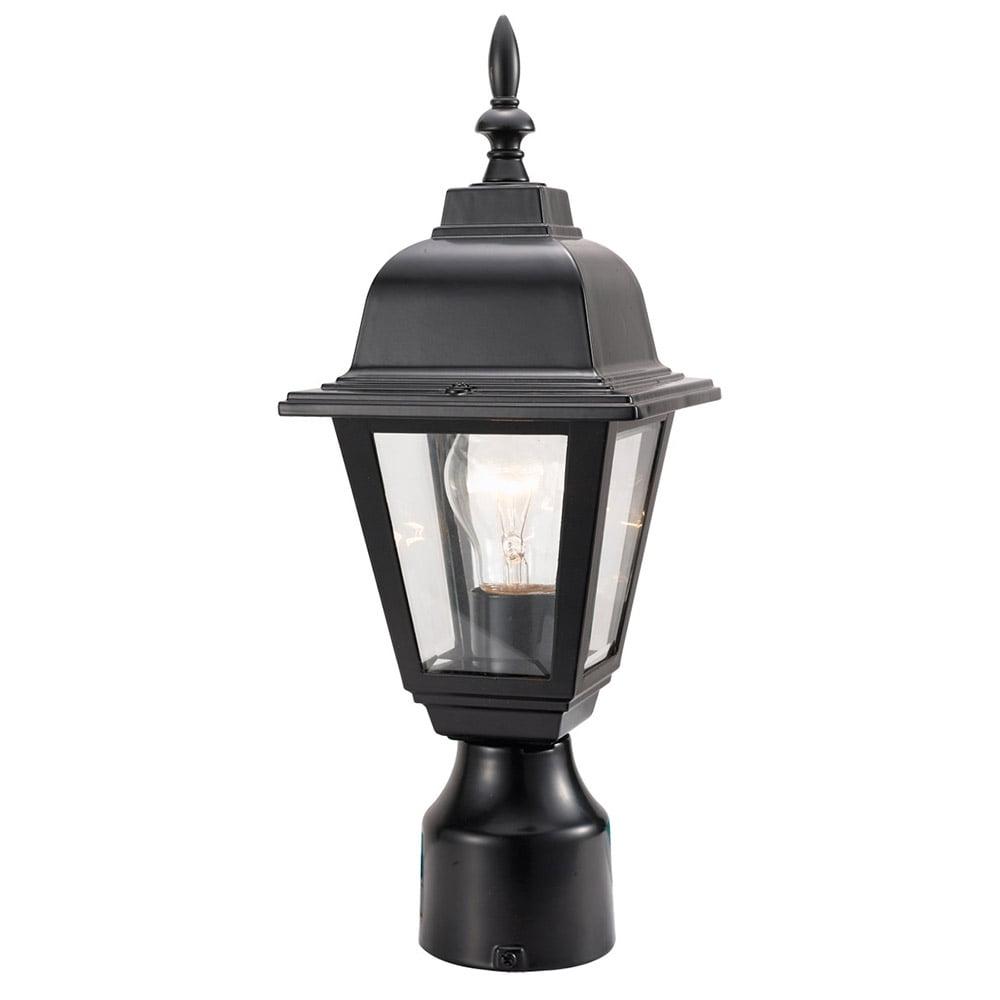 Maple Street Black Outdoor Post Light with Clear Glass