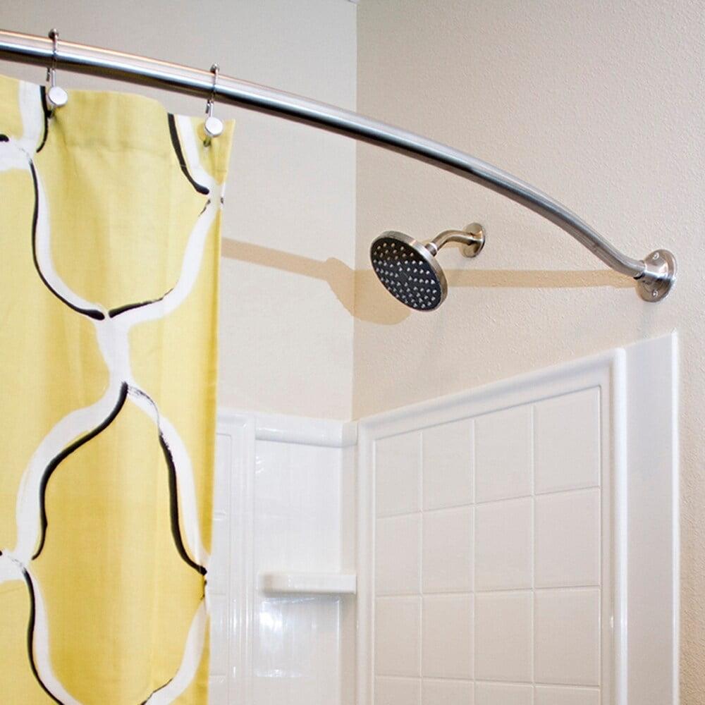 Adjustable Polished Chrome Curved Shower Rod 55-63 Inches