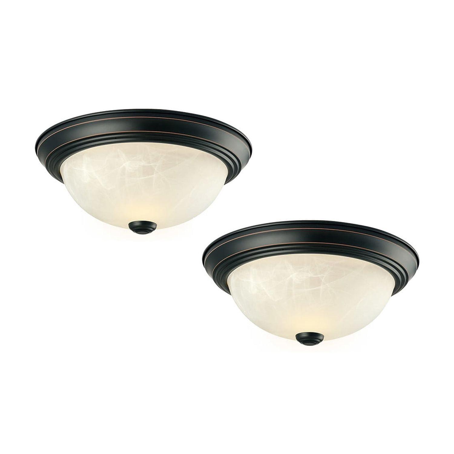 Design House 587519 Traditional 2 Pack 2-Light Indoor Dimmable Ceiling Light with Alabaster Glass in Oil Rubbed Bronze