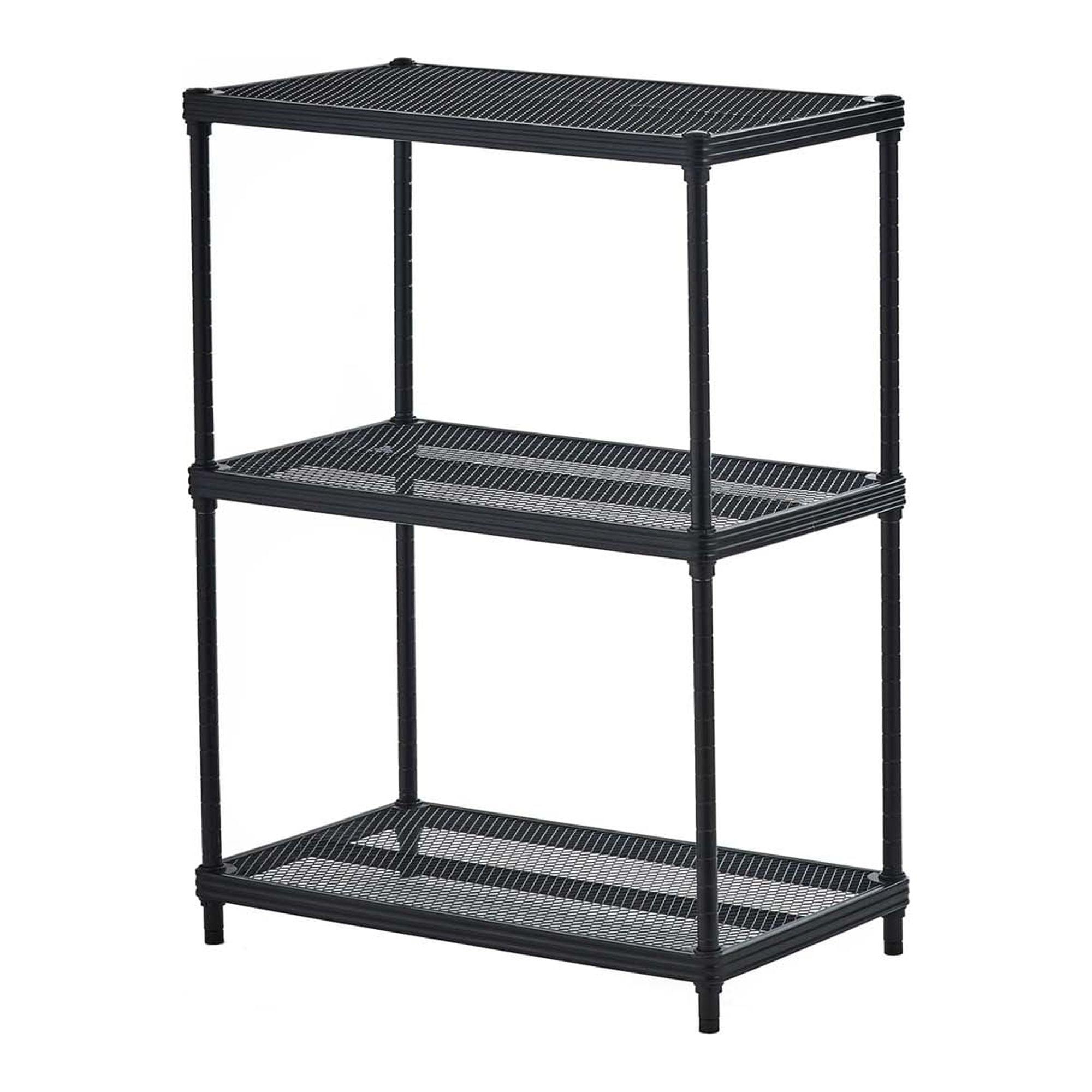 Adjustable Black Wire 3-Tier Utility Shelving Unit