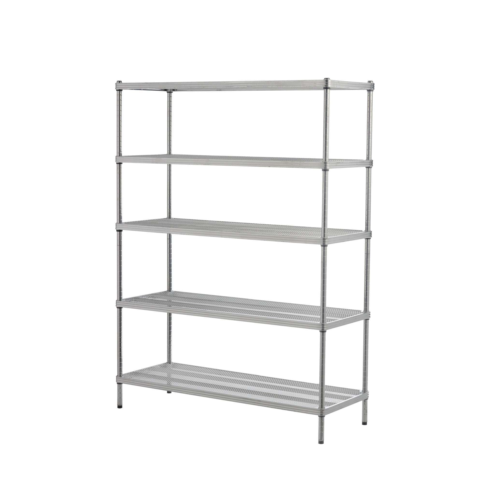 Silver MeshWorks Heavy-Duty 5-Tier Metal Storage Shelving Unit