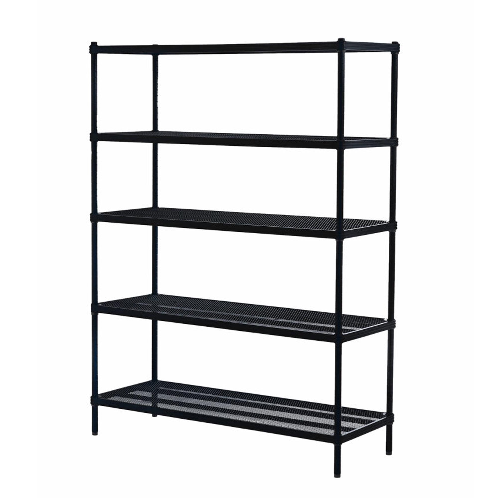 Sleek Black MeshWorks Heavy-Duty 5-Tier Metal Shelving Unit