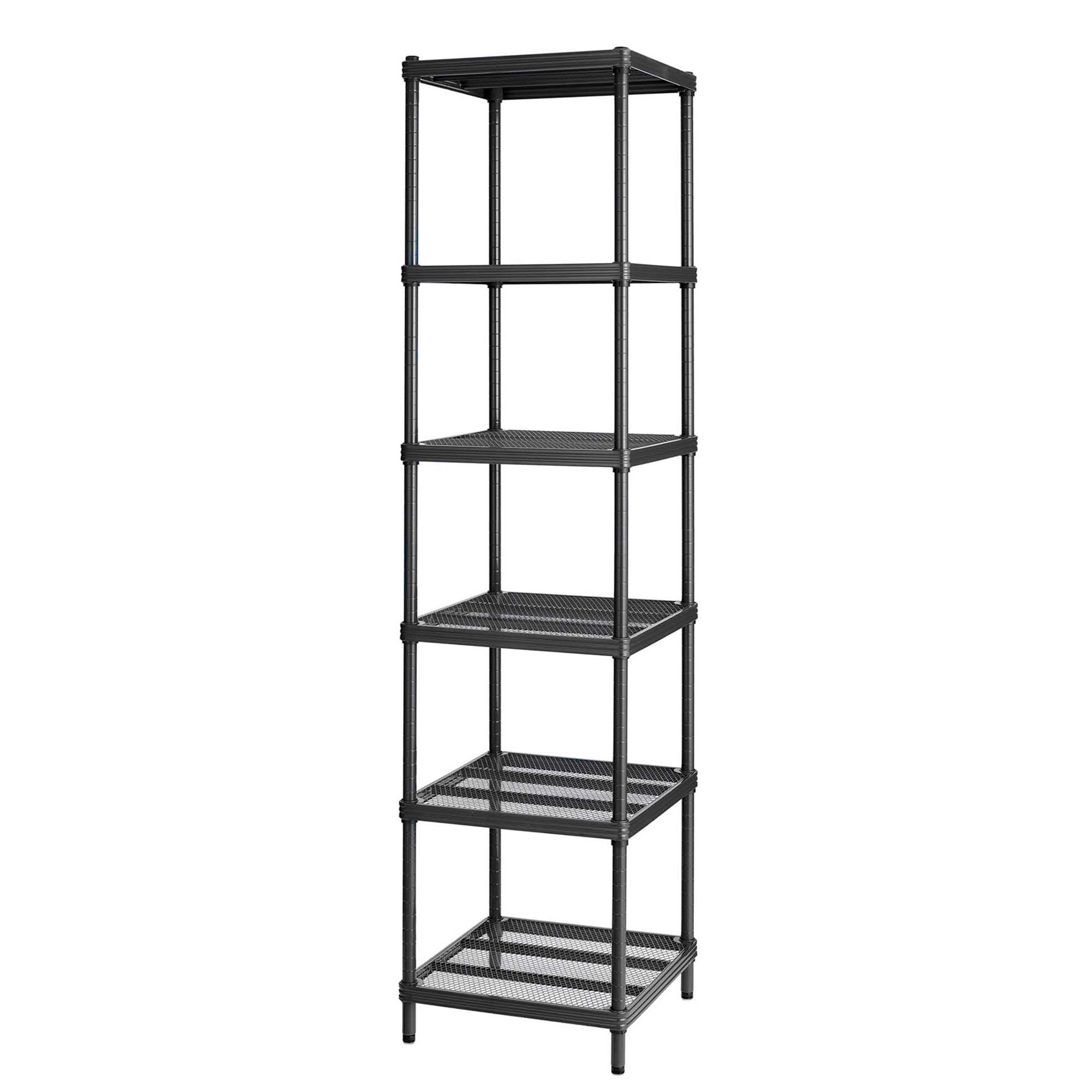 Versatile MeshWorks Black Metal Mesh 6-Tier Shelving Tower