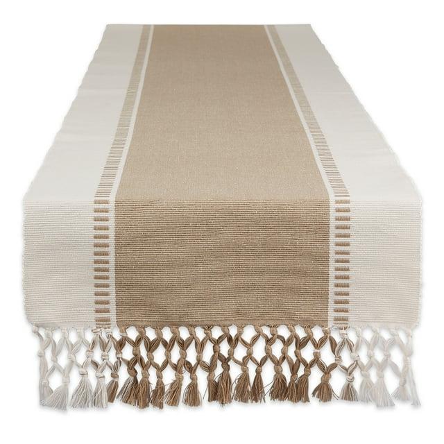 Design Imports  Ribbed Dobby Stripe Table Runner, Stone Brown, 13X72"
