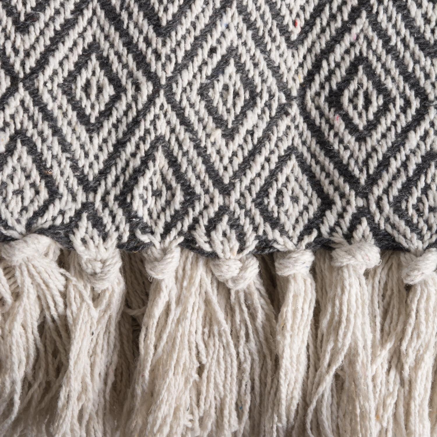 50"x60" Fields of Diamond Throw Blanket Dark Gray - Design Imports: Hypoallergenic, Machine Washable