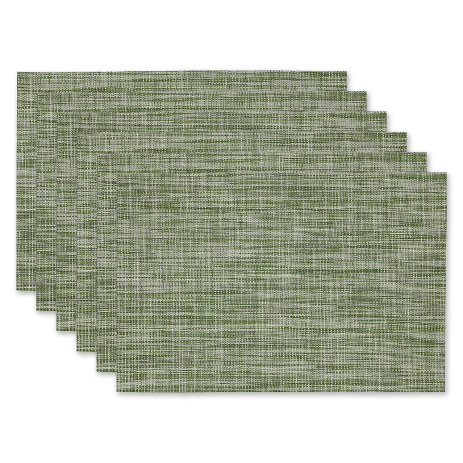 Design Imports Fig Green Tweed PVC Kitchen Placemat Set (Set of 6)