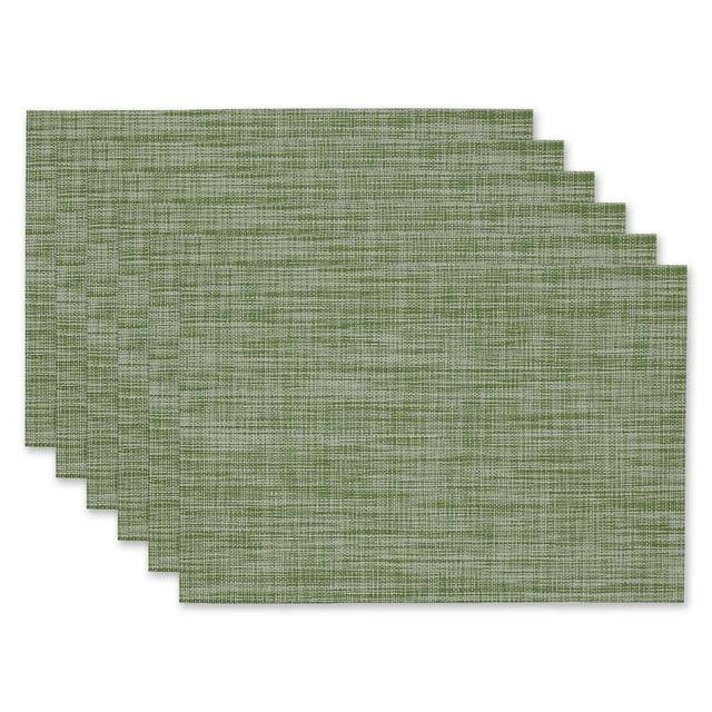 DII PVC Tweed Placemat Set 6 Piece, Fig Green, 13x17.25"