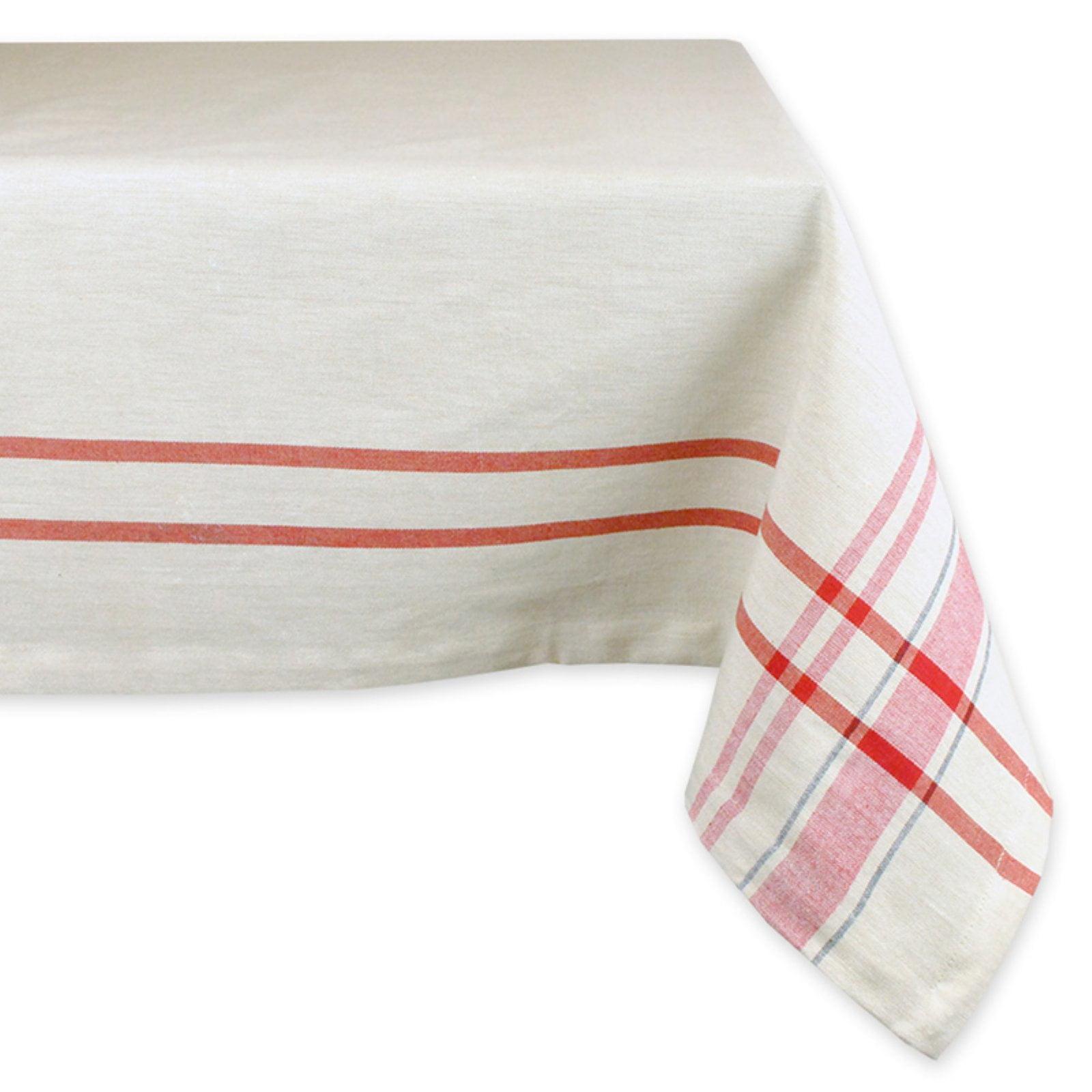 Design Imports French Stripe Red Tablecloth 60 X 120", Seats 10-12