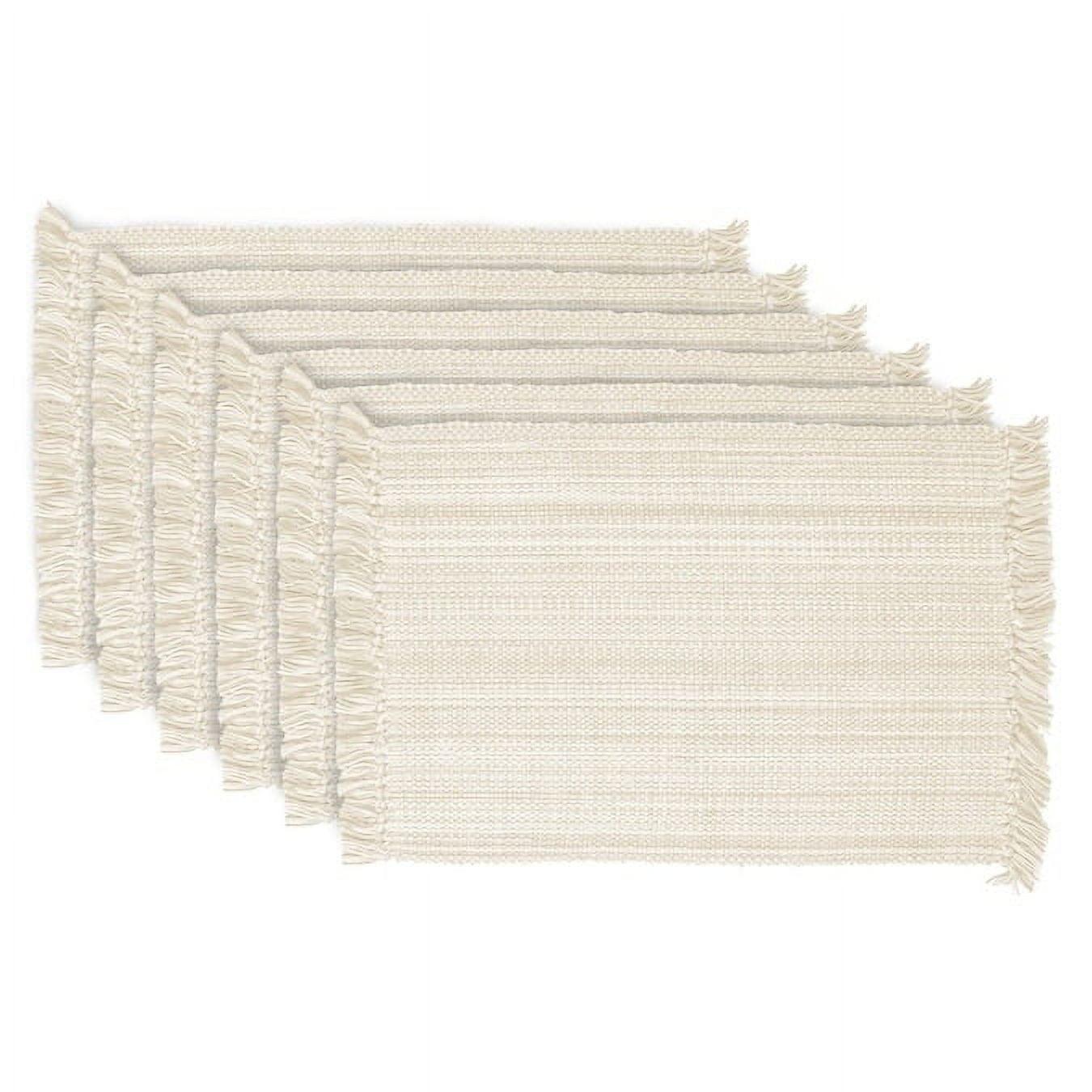 Natural Variegated Fringe Fabric Placemats Set of 6