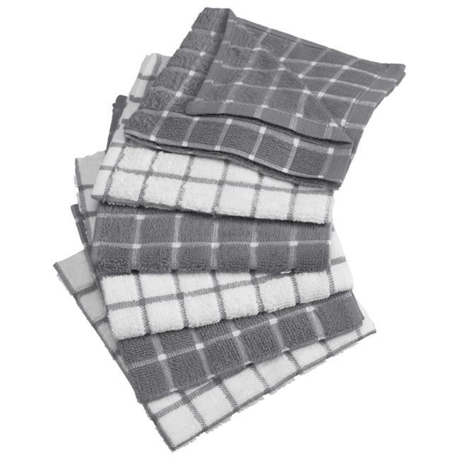 Design Imports Gray Combo Windowpane Dishcloth (Set Of 6)