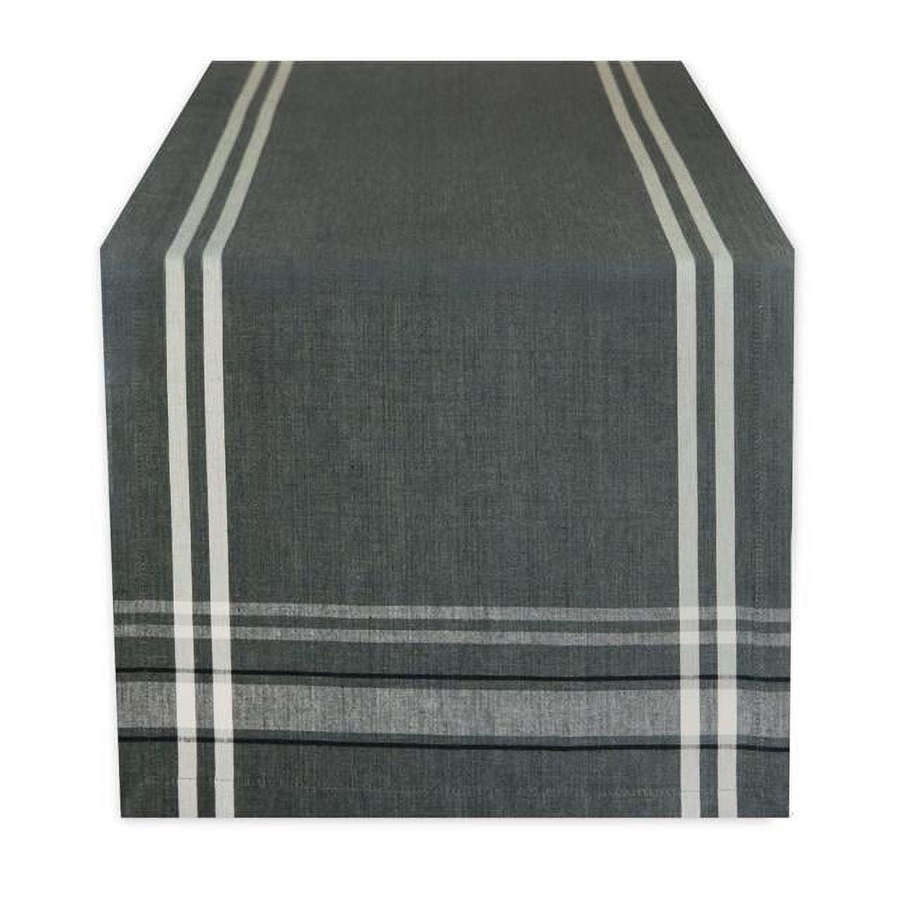 Design Imports  French Stripe Table Runner, Gray Chambray, 14X72"