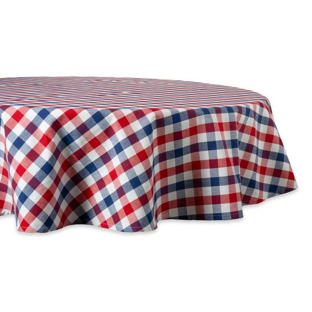 Design Imports Red & Blue Check Tablecloth 70" Round, Seats 4-6