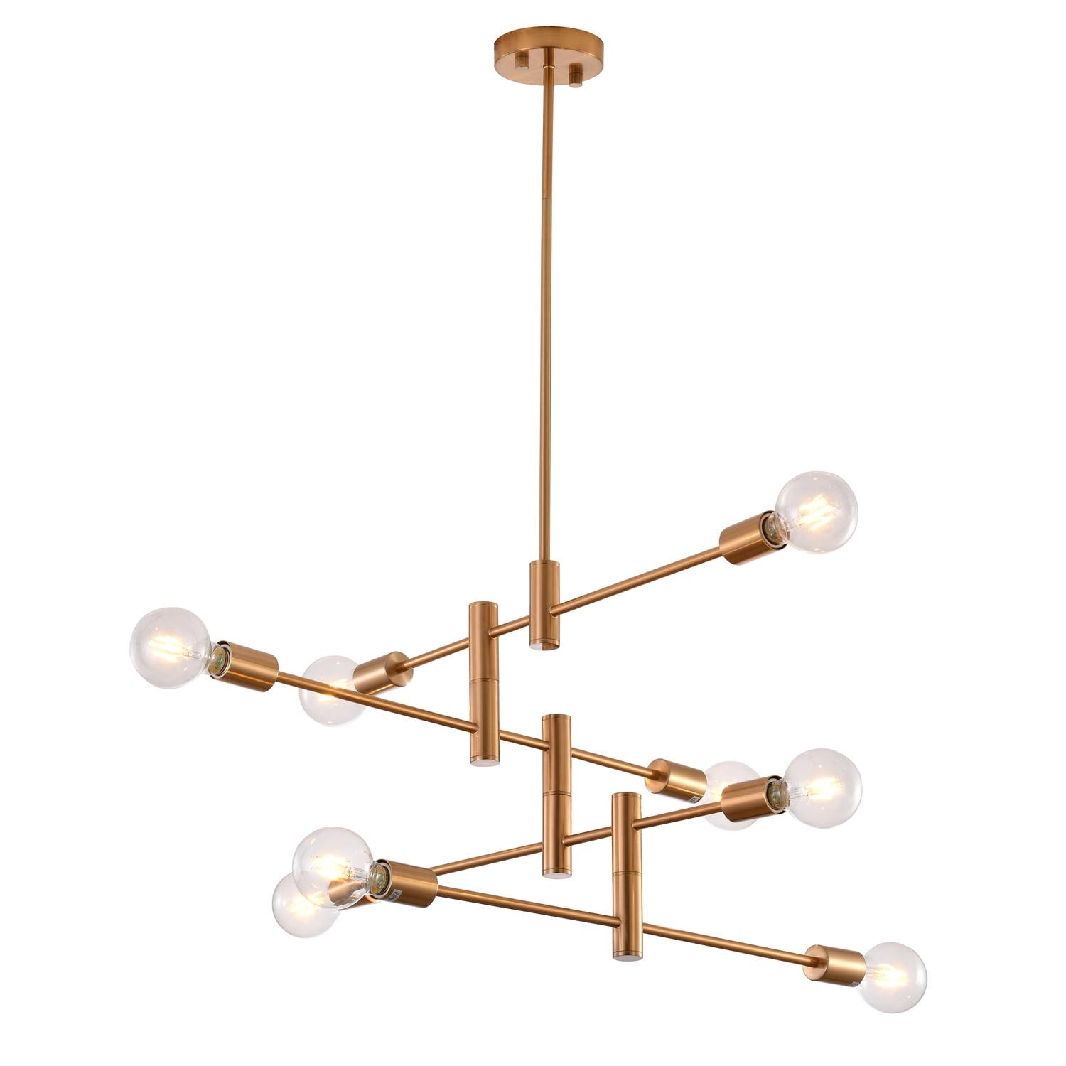 Elegant 4-Tier Adjustable Brass Chandelier with Crystal Accents