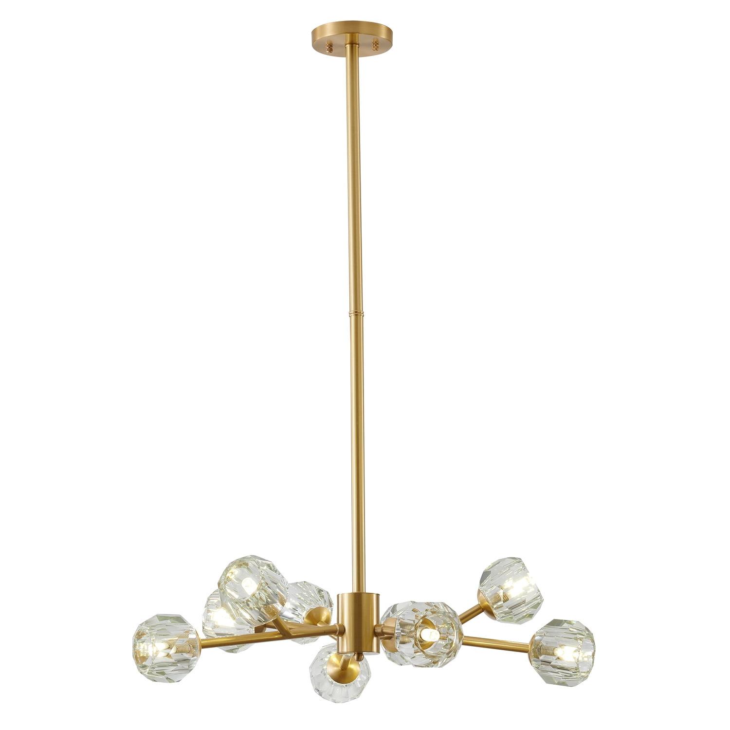 Elegant Adjustable Brass Chandelier with Clear Crystal Shades