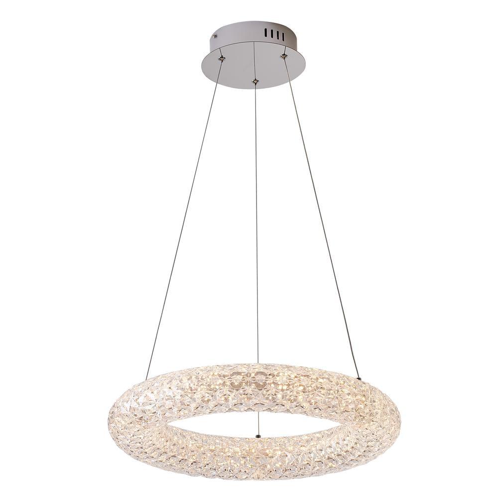 Elysian Chrome Halo LED Chandelier with Raindrop Crystals