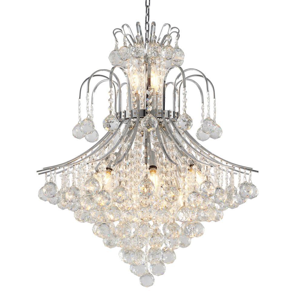 Elegant 24" Chrome Crystal Chandelier with Adjustable Chain