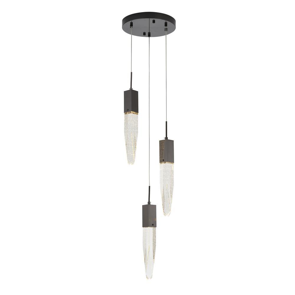 Bethel International Chandelier Black Metal & Crystal