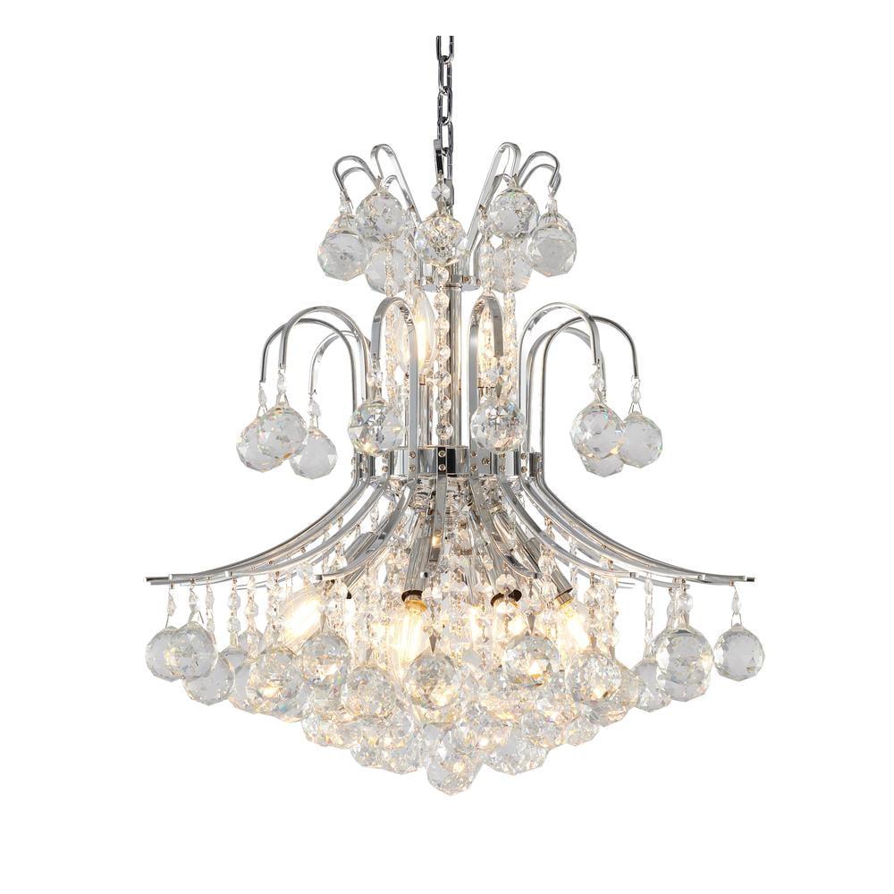 Chrome Crystal Plug-in Chandelier with Adjustable Chain