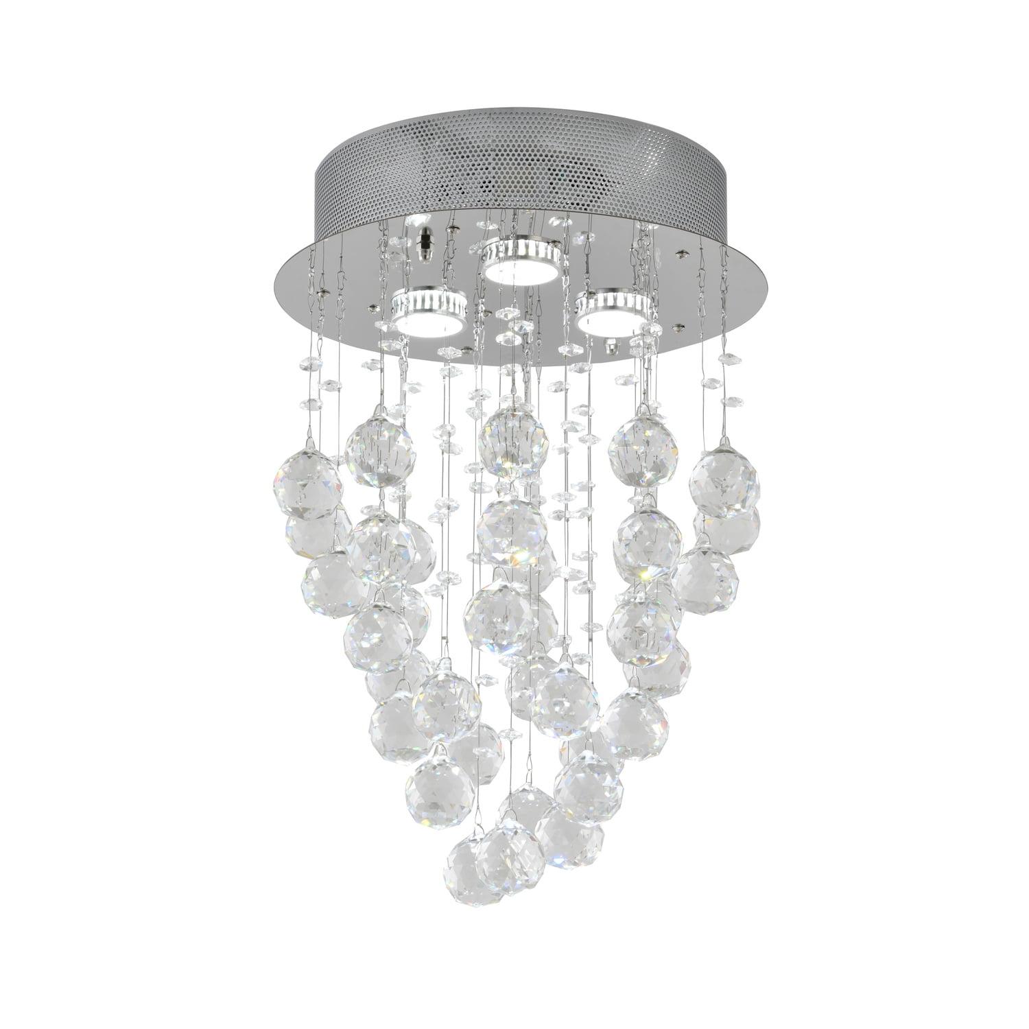 Elegant Crystal Drop 12" Chrome LED Flush Mount