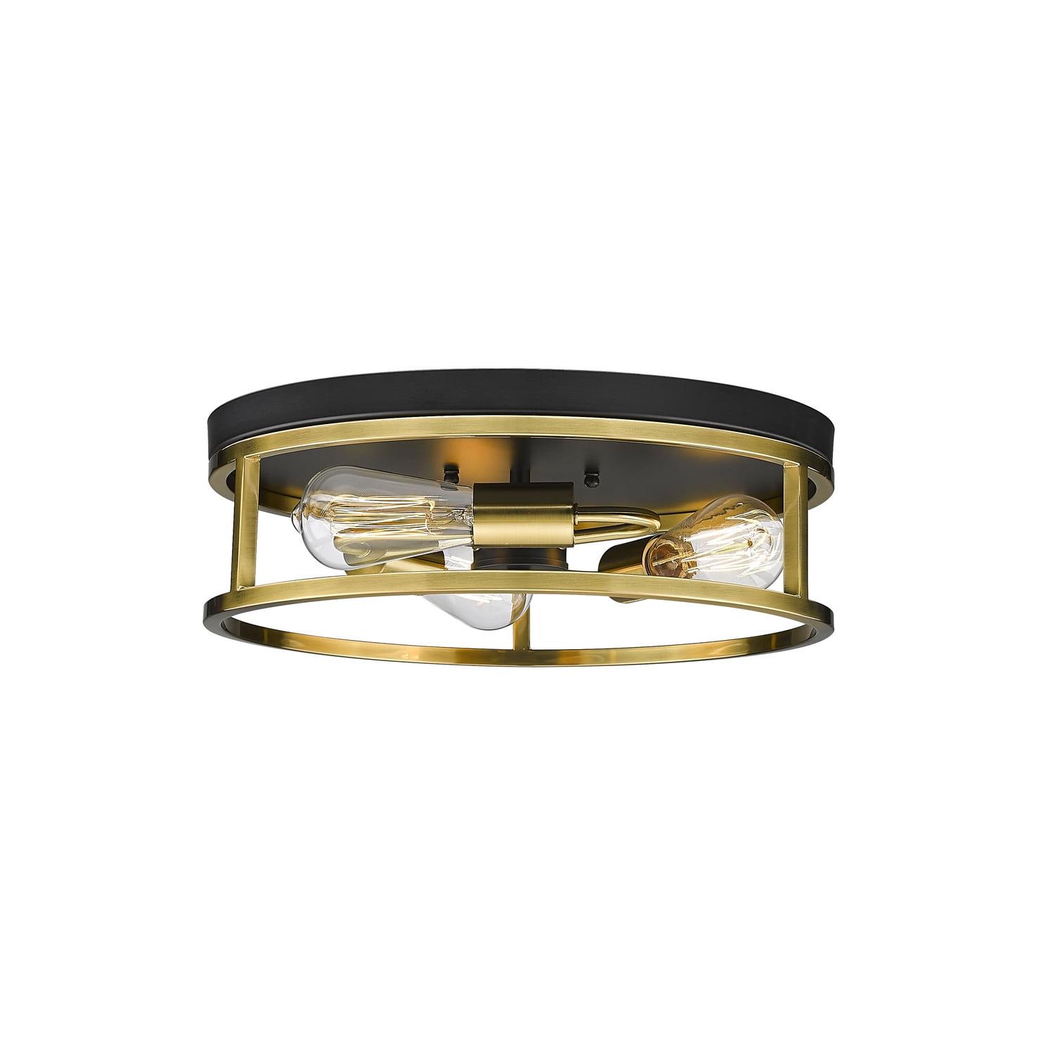 Gold and Crystal 16" Drum Flush Mount Light