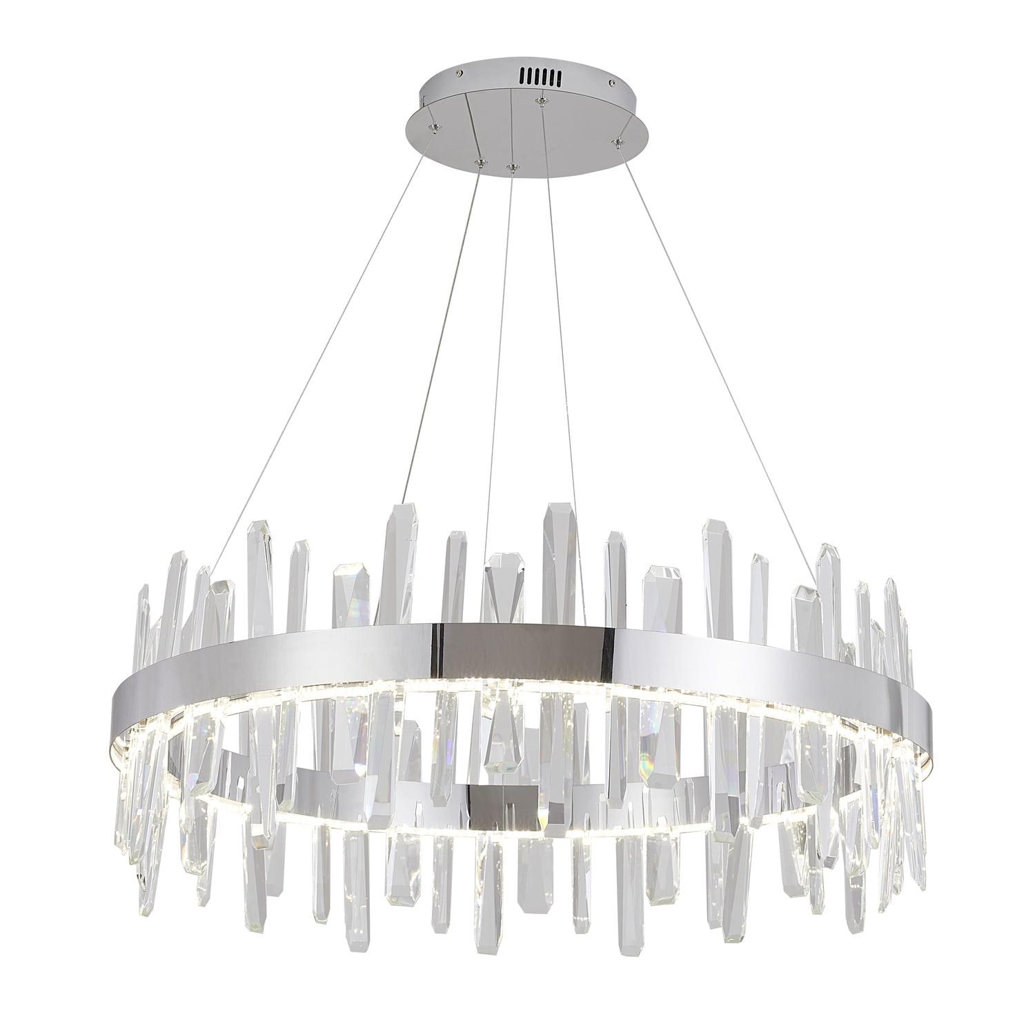Exquisite Chrome Finish LED Chandelier with Clear Crystal Accents