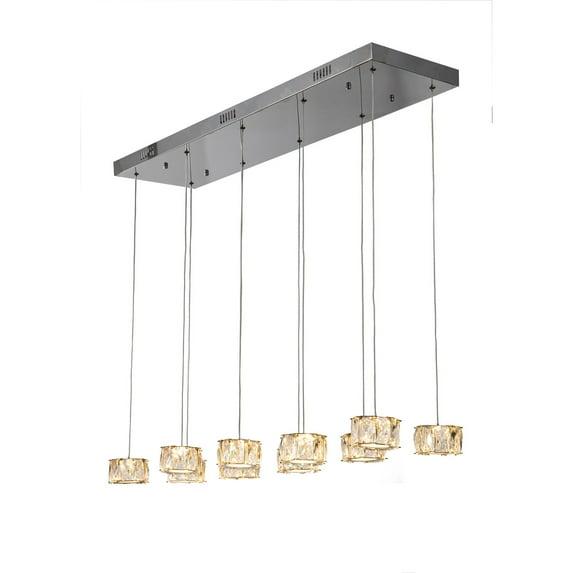 Design Living Chrome Metal LED Island Lighting With Clear Crystal