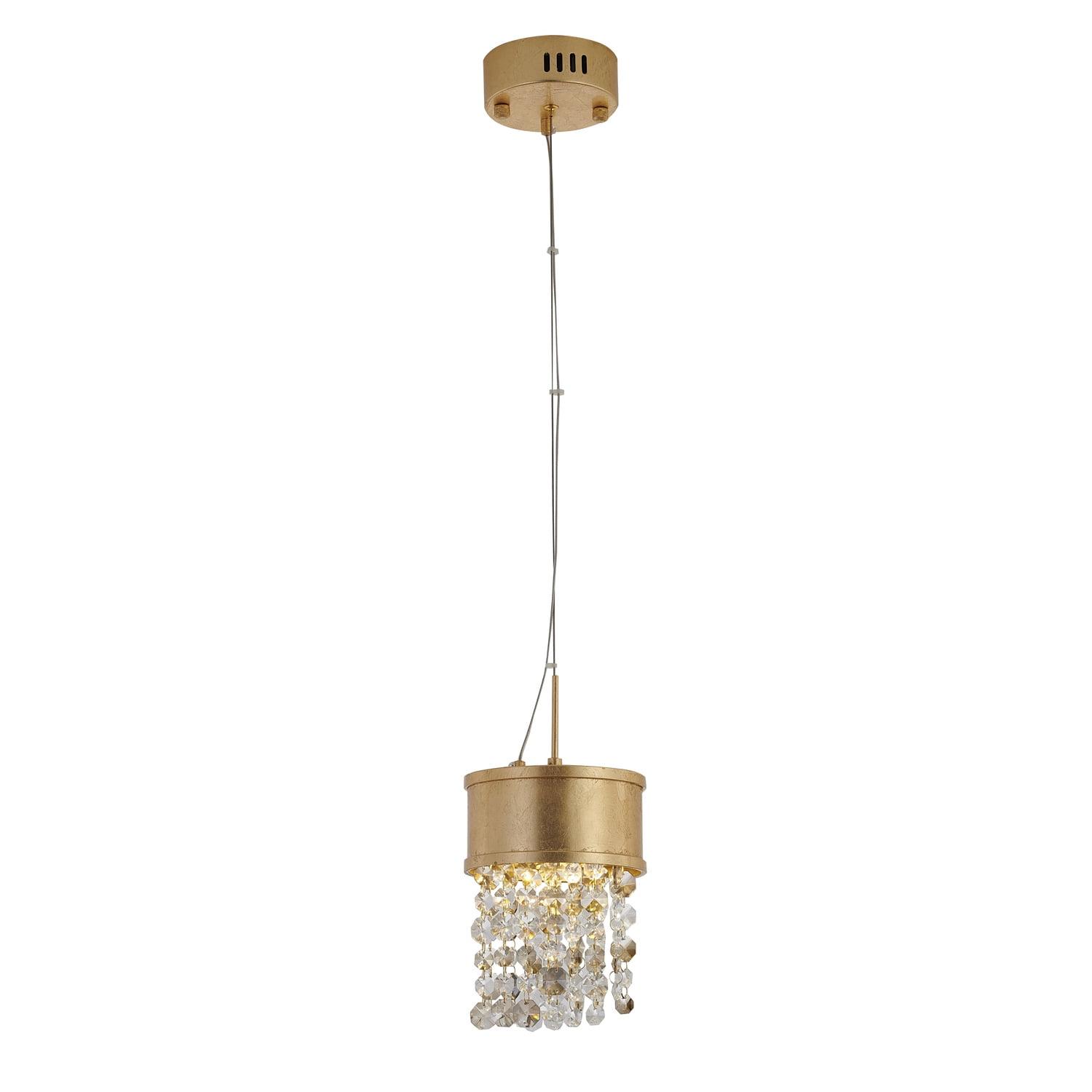 Gold Crystal LED Pendant Light with Metal Frame