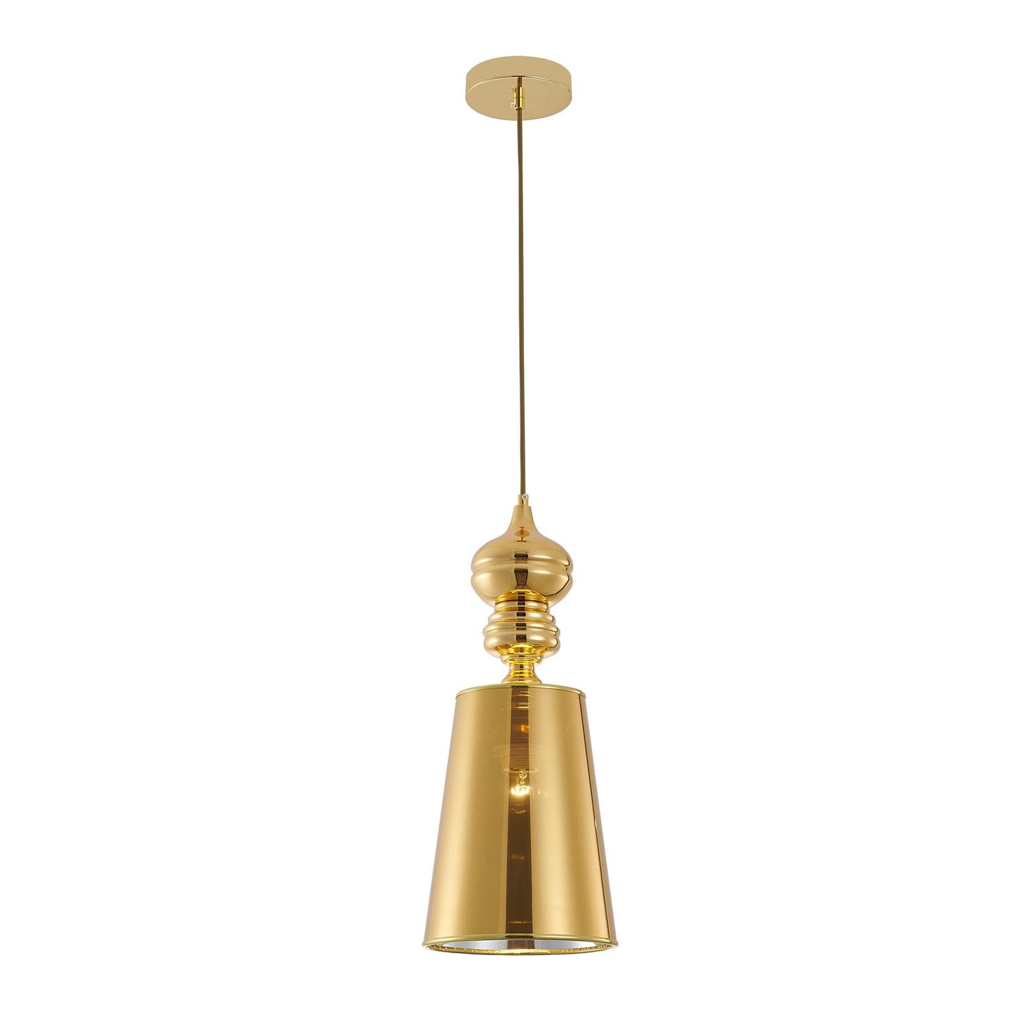 Elegant Mini Polished Gold Metal Pendant Light with Adjustable Cord