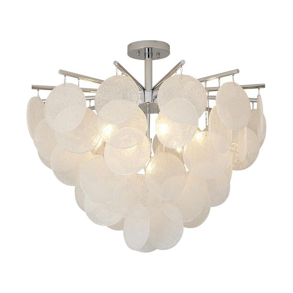 Chrome 30" Frosted Glass Semi Flush Mount Light