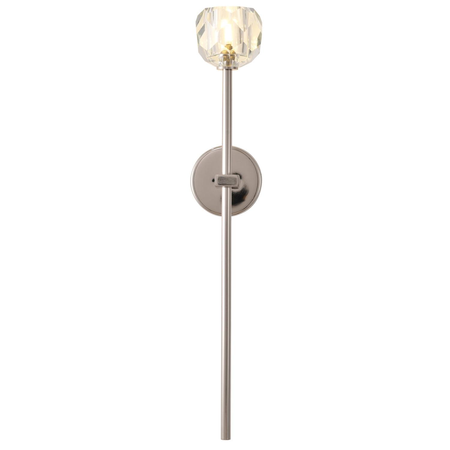 Elegant Polished Nickel Dimmable Wall Sconce with Clear Crystal Shade