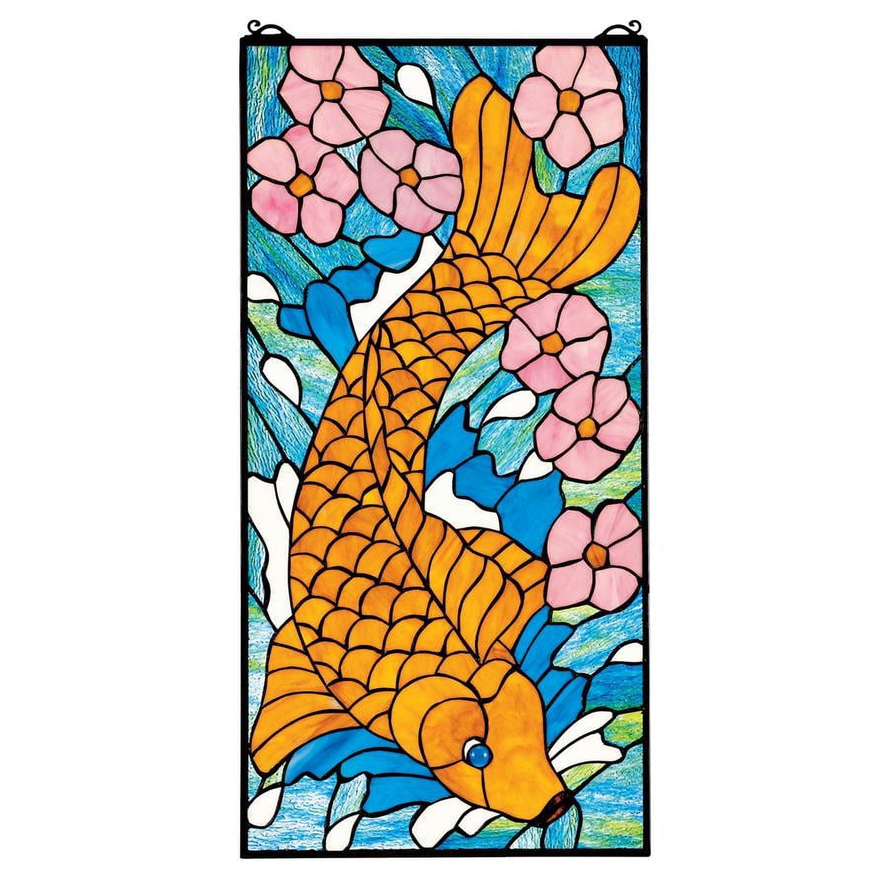 Design Toscano Asian Koi Stained Glass Window Panel