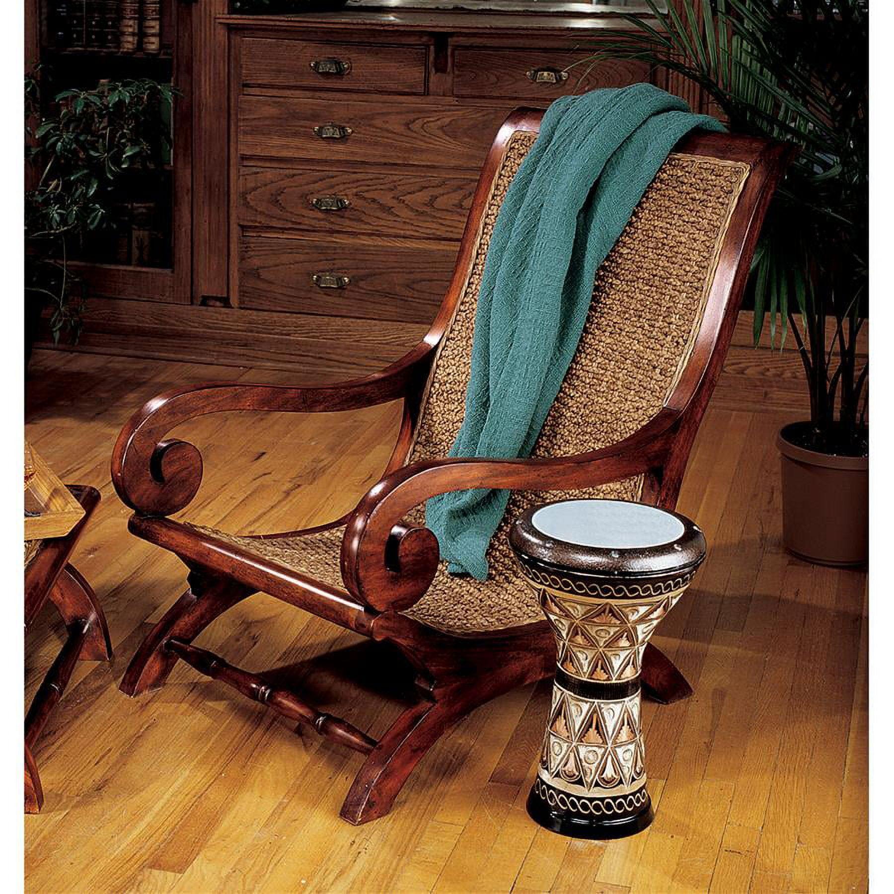 Handcrafted Solid Mahogany Brown Accent Chair with Water Hyacinth Seat