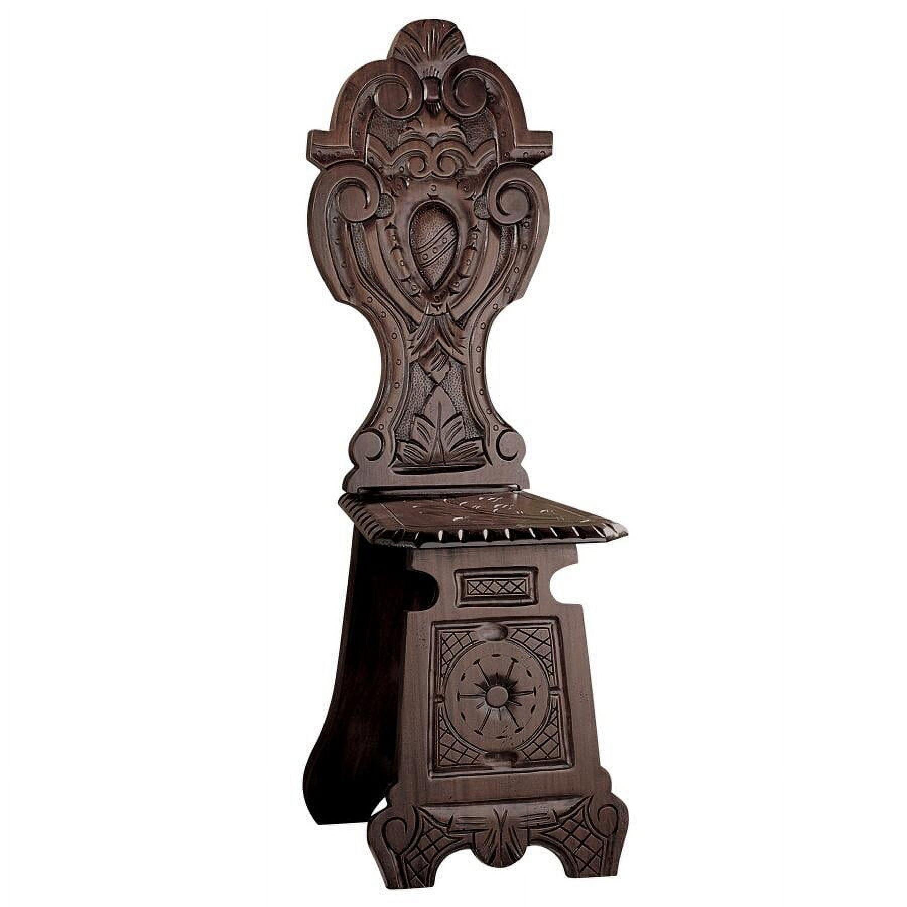 Elegant Hand-Carved Solid Mahogany Renaissance Side Chair