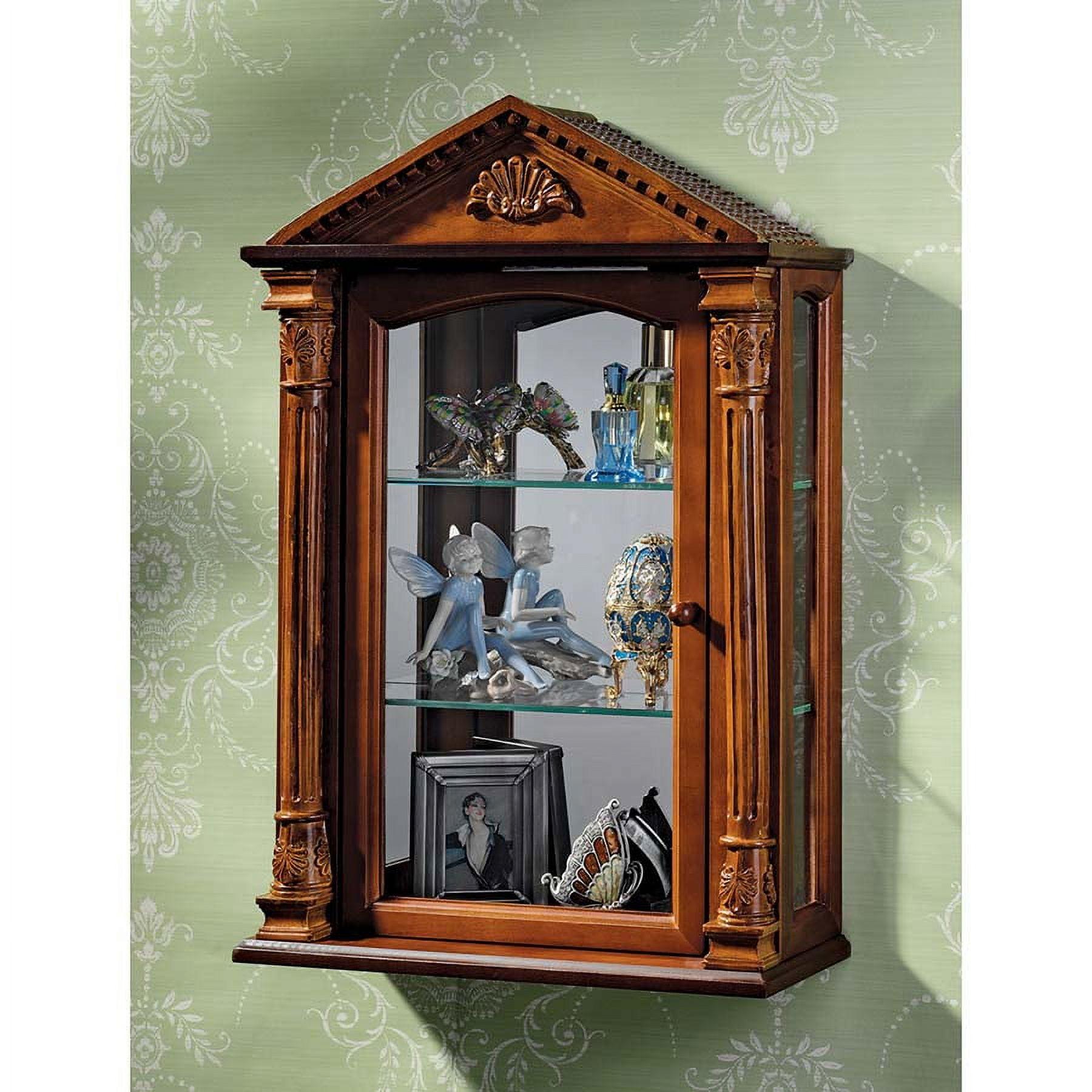 Essex Hall Hardwood Wall Curio Cabinet with Glass Shelves