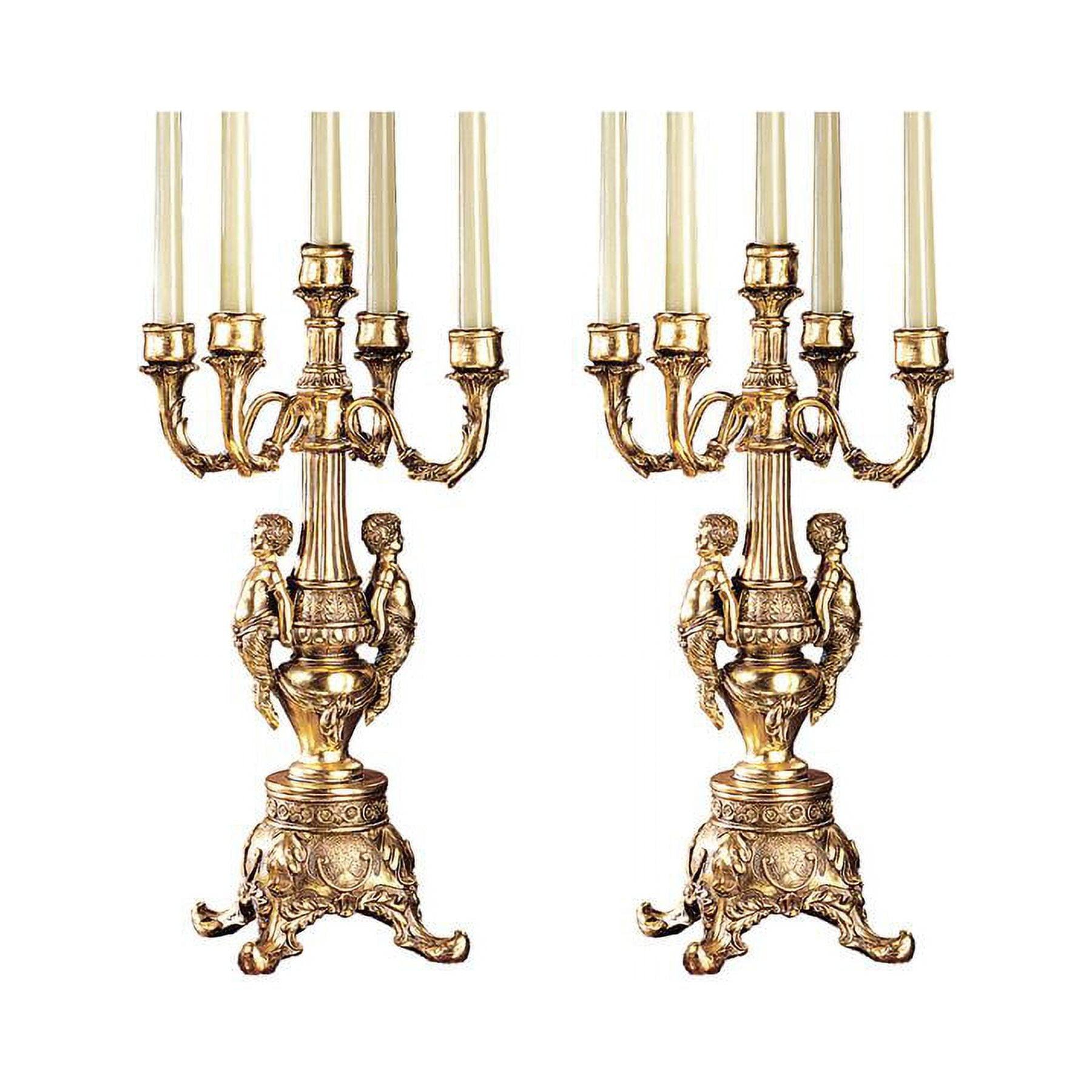 Grande Chateau Antique Gold Resin Rococo Candelabra Set