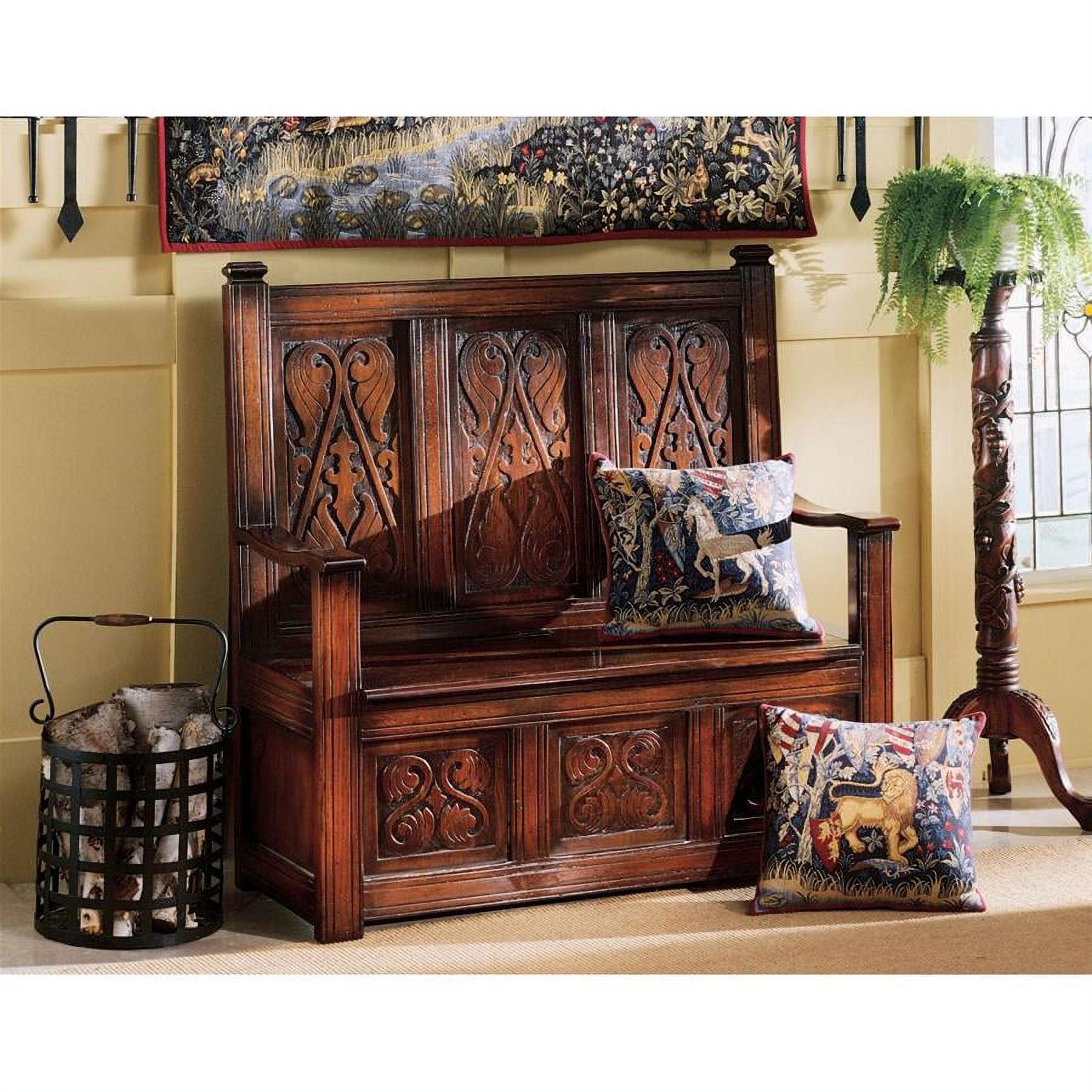 Historic Mahogany Hand-Carved Storage Bench