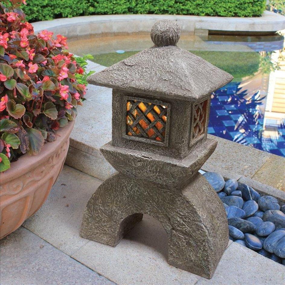 Greystone Japanese Pagoda Solar Lantern Statue