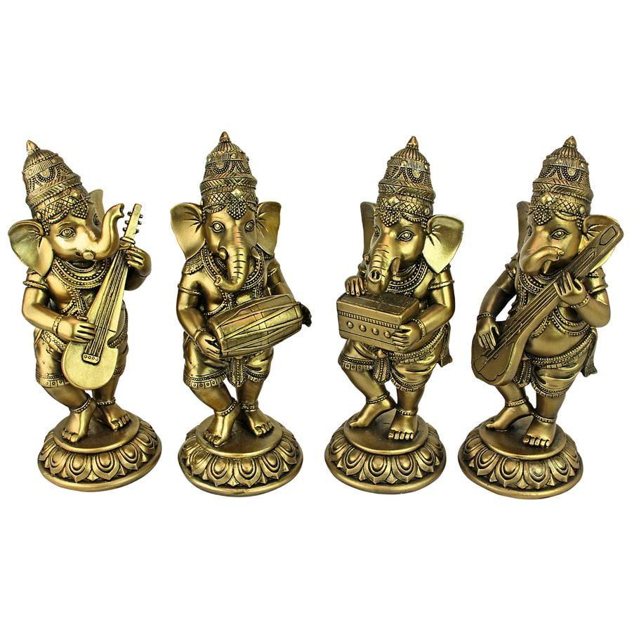 Design Toscano Hindu Gods Lord Ganesha Musical Elephant 4 Piece Figurine Set