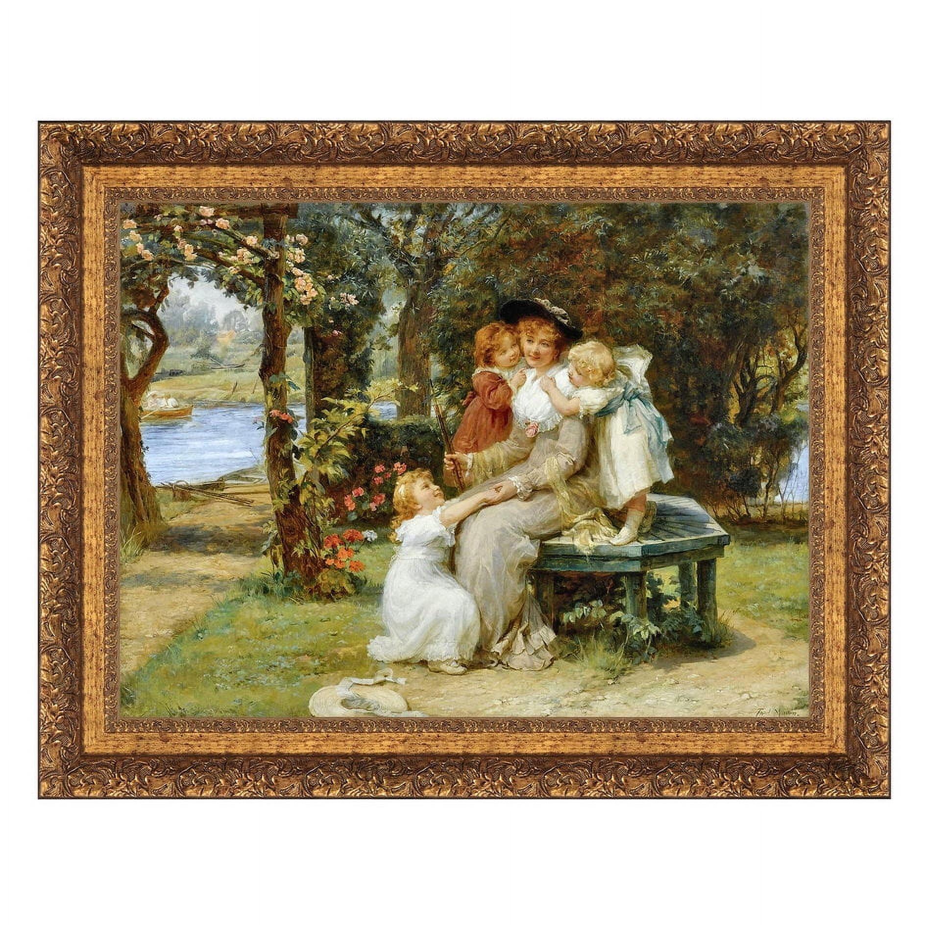 Victorian Family Summer Holiday Canvas Painting with Gold Frame