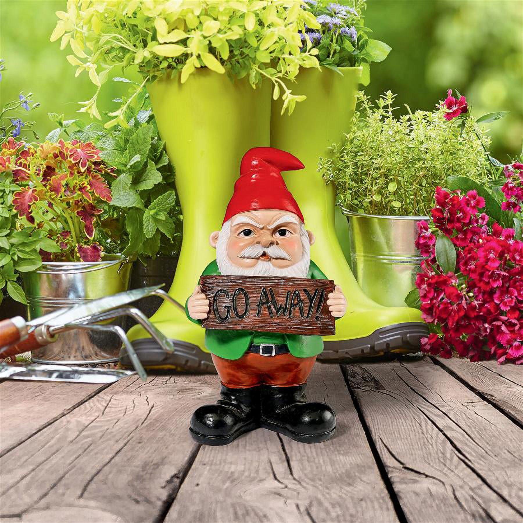 Hand-Painted Resin Go Away Garden Gnome Statue