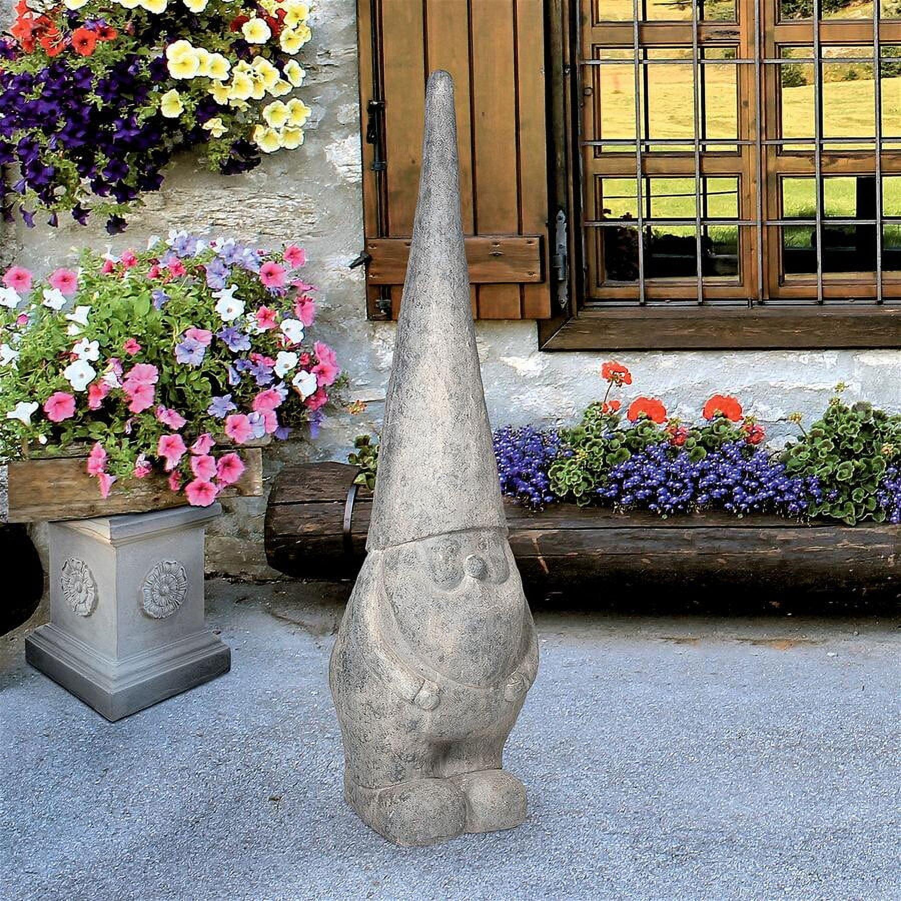 Tall Rustic Gray Resin Garden Gnome Statue