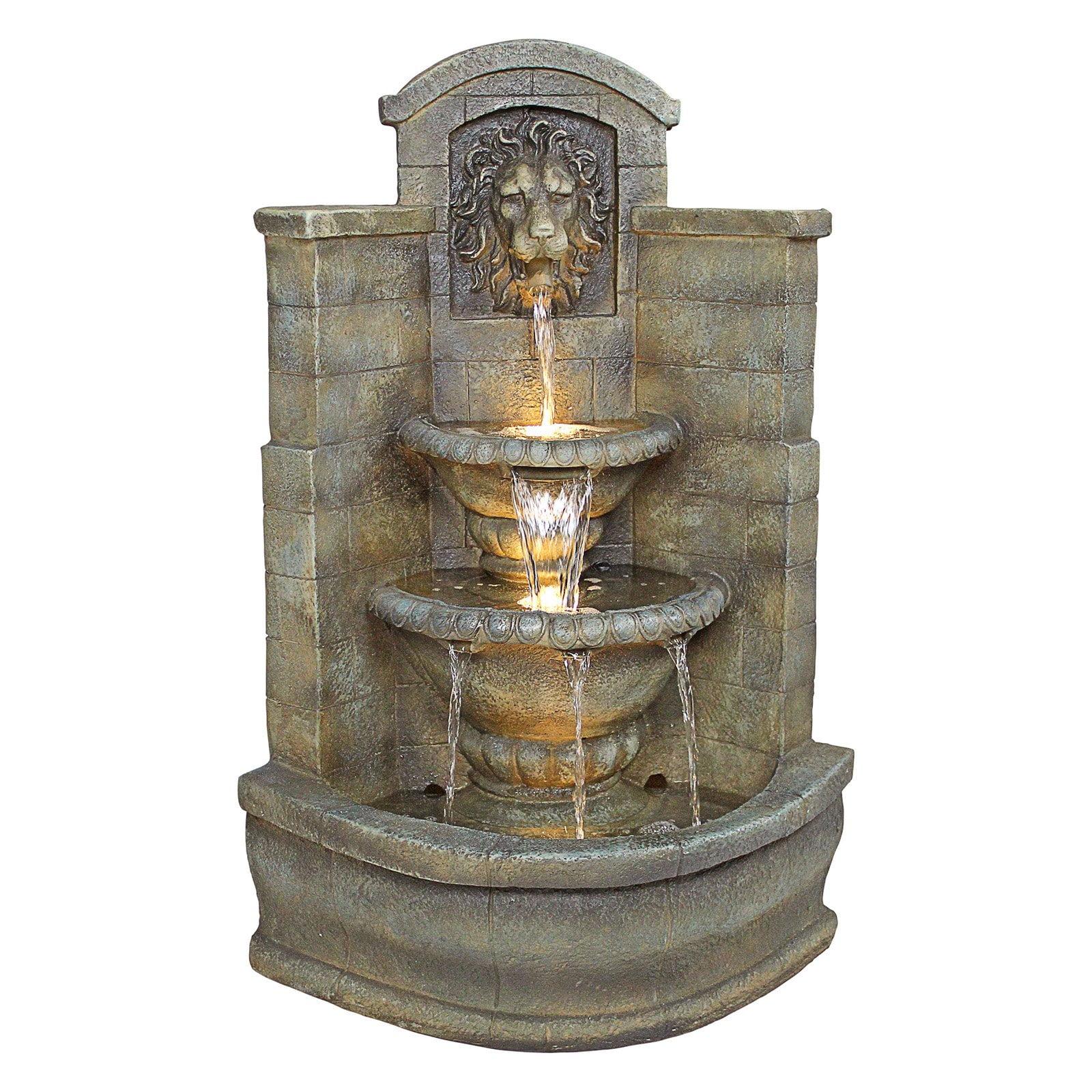 Astoria Grand Saint Remy Lion Corner Fountain with LED Lights