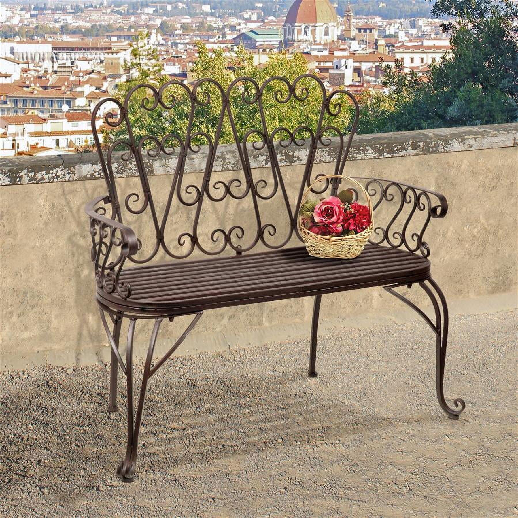 Serpentine Scroll 41" Vintage-Inspired Metal Garden Bench