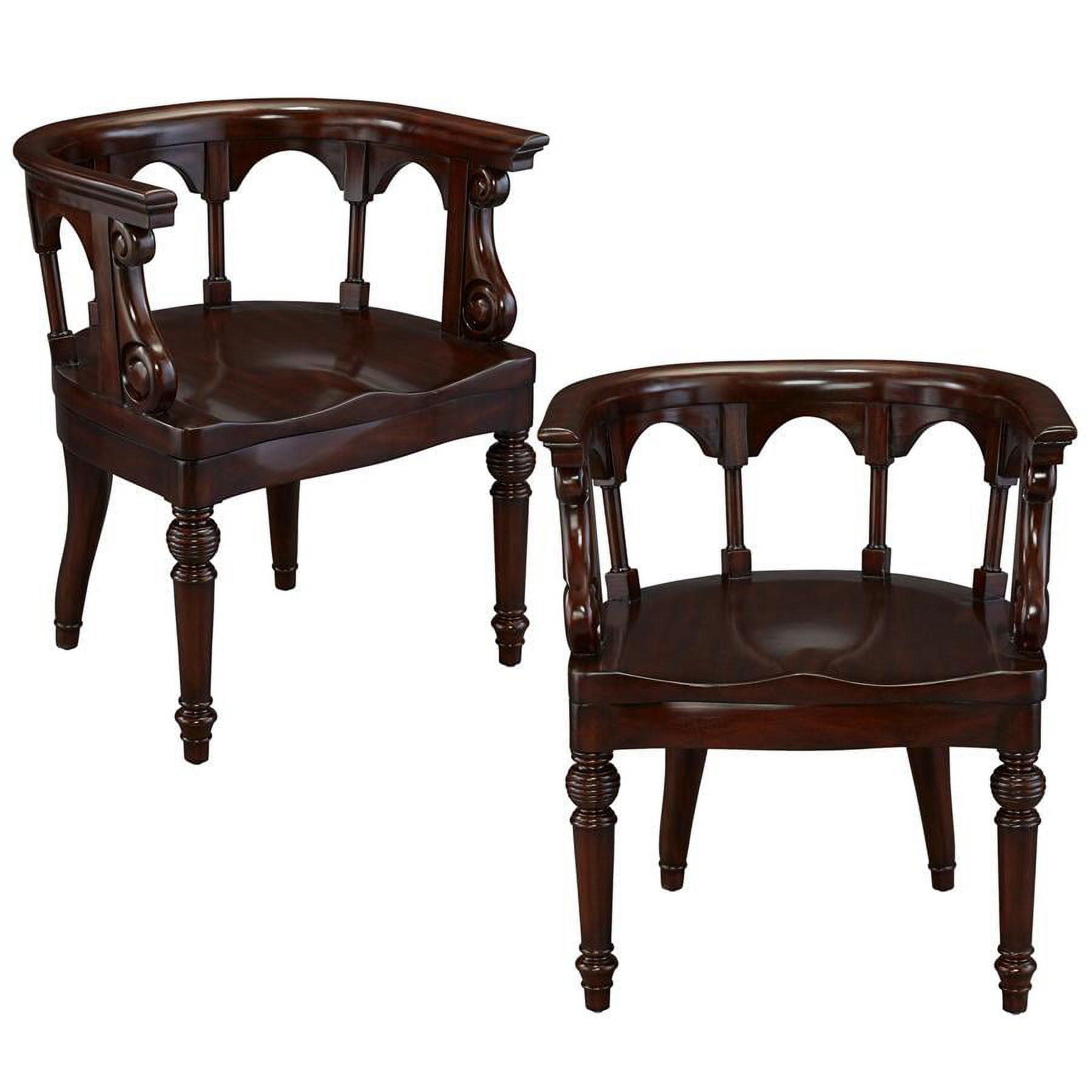 Sir Raleigh Hand-Carved Ivory Leather Side Chair with Walnut Finish