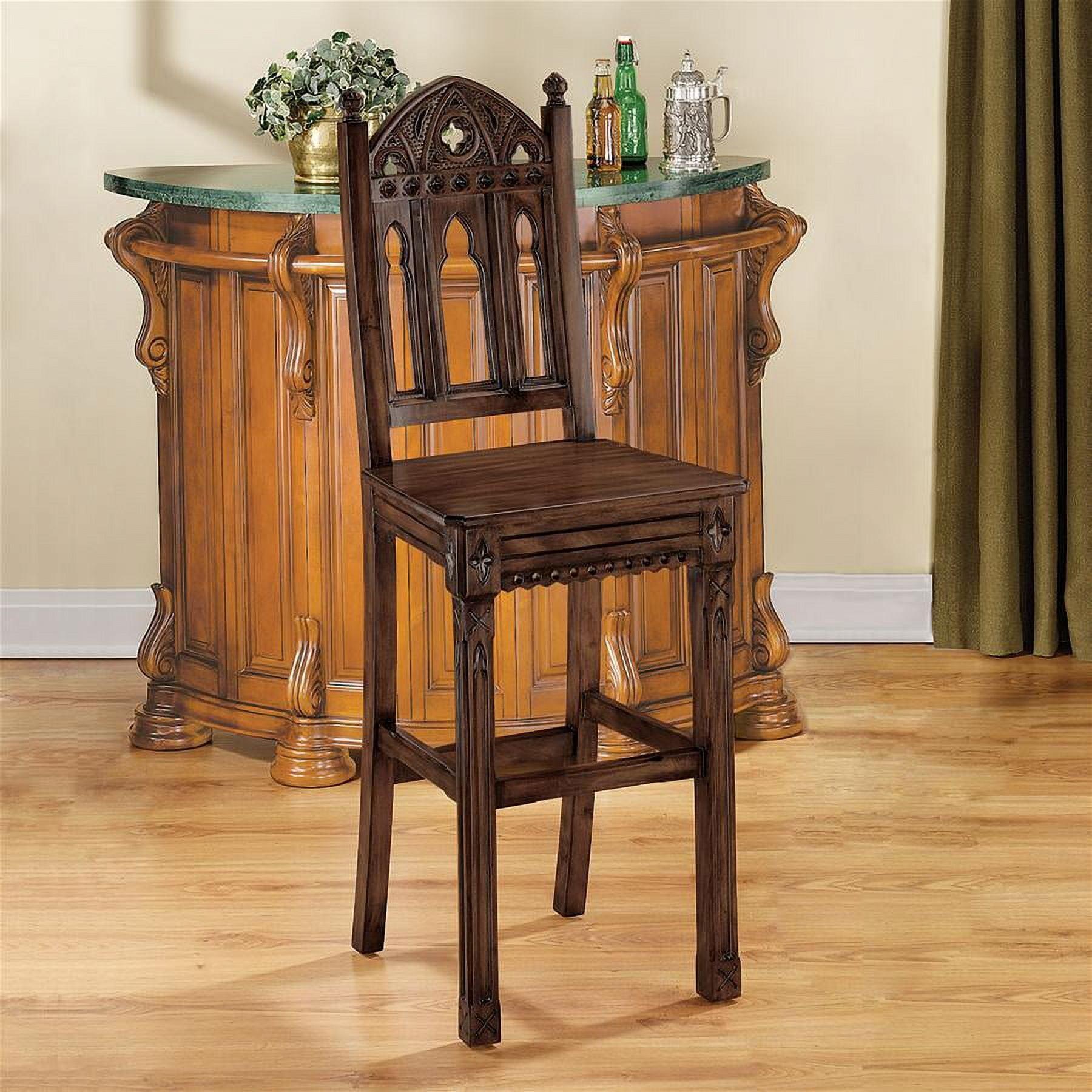 Sudbury Gothic 53" Dark Mahogany Wood Bar Stool