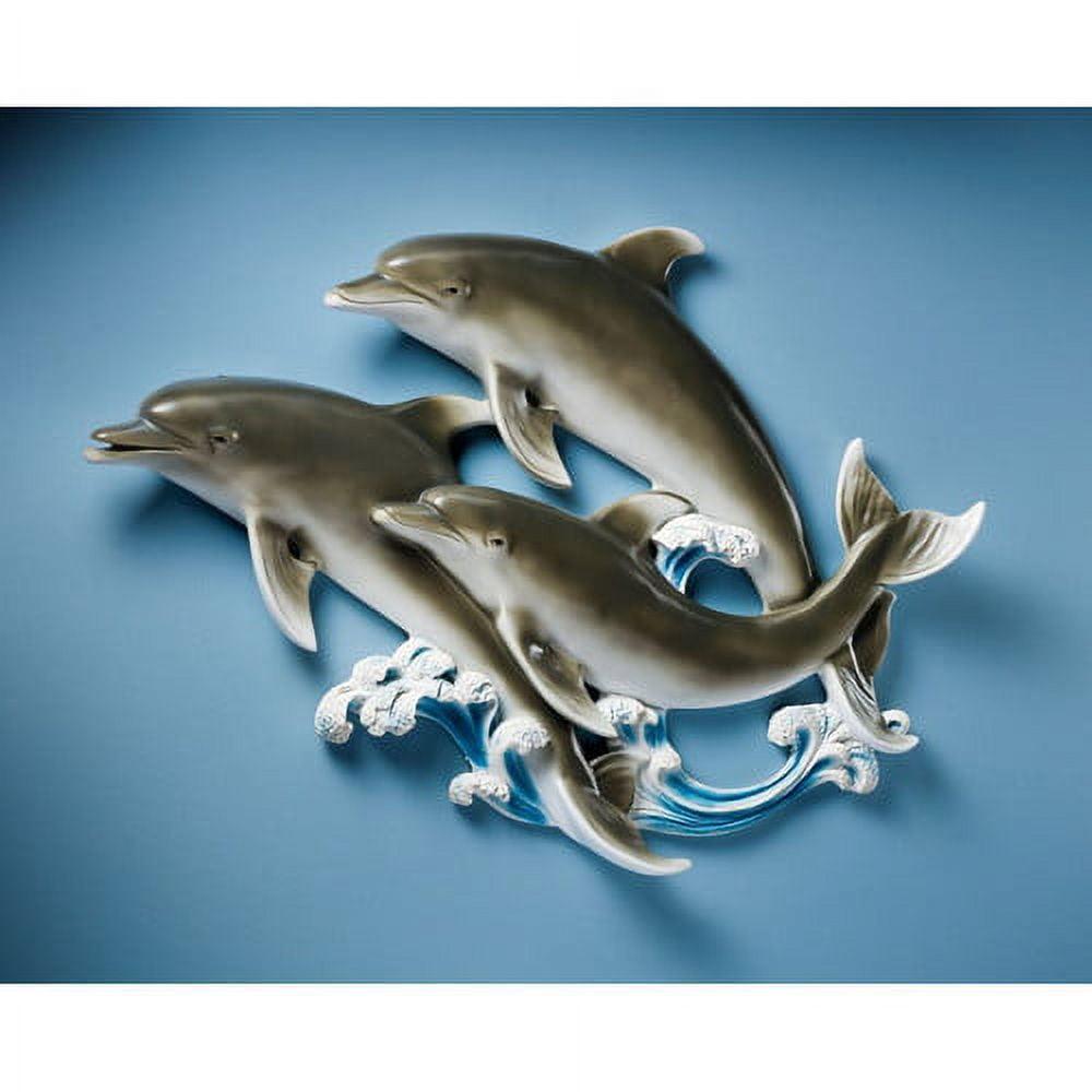 Hand-Painted Resin Dolphin Trio Wall Sculpture