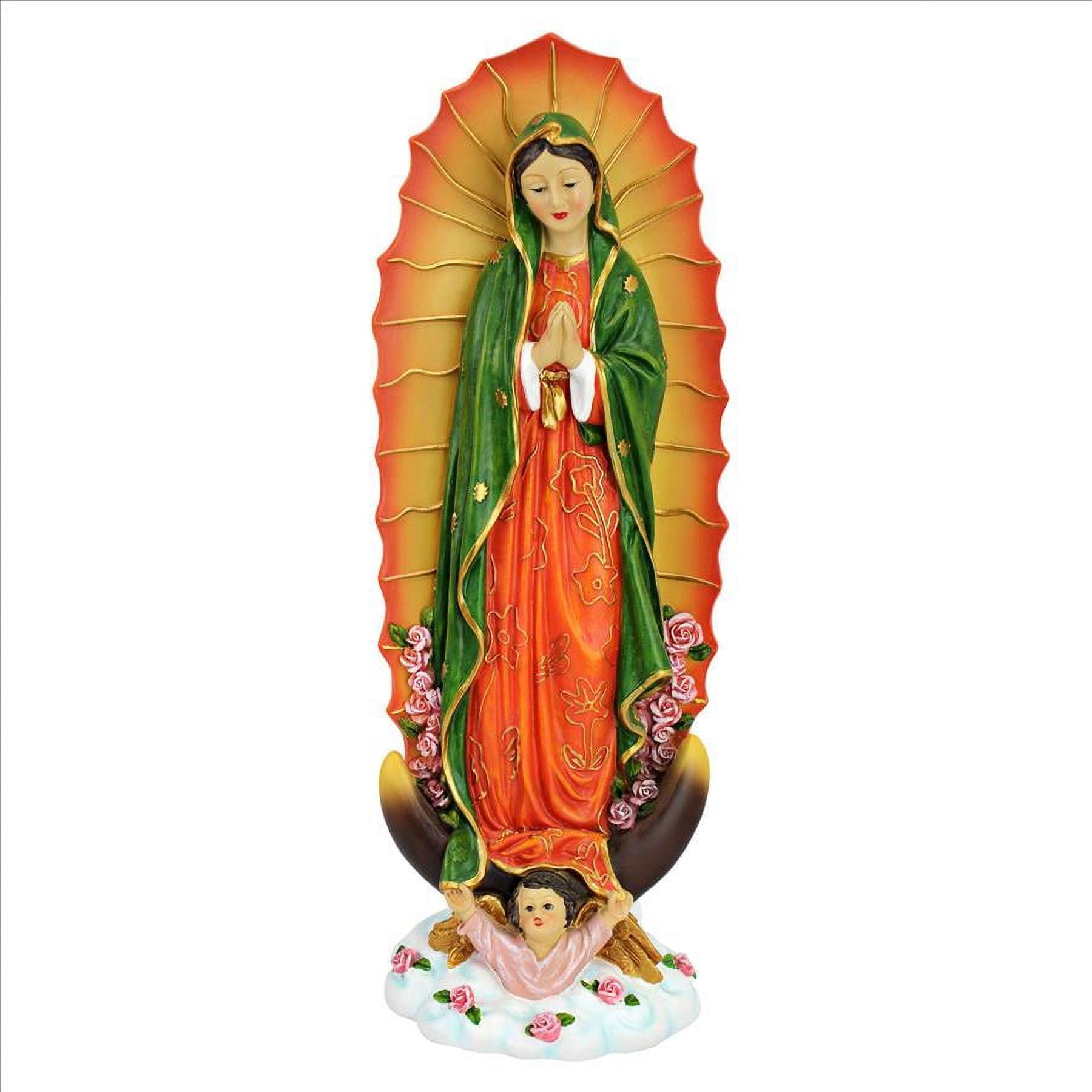 Petite Vibrant Resin Virgin of Guadalupe Statue